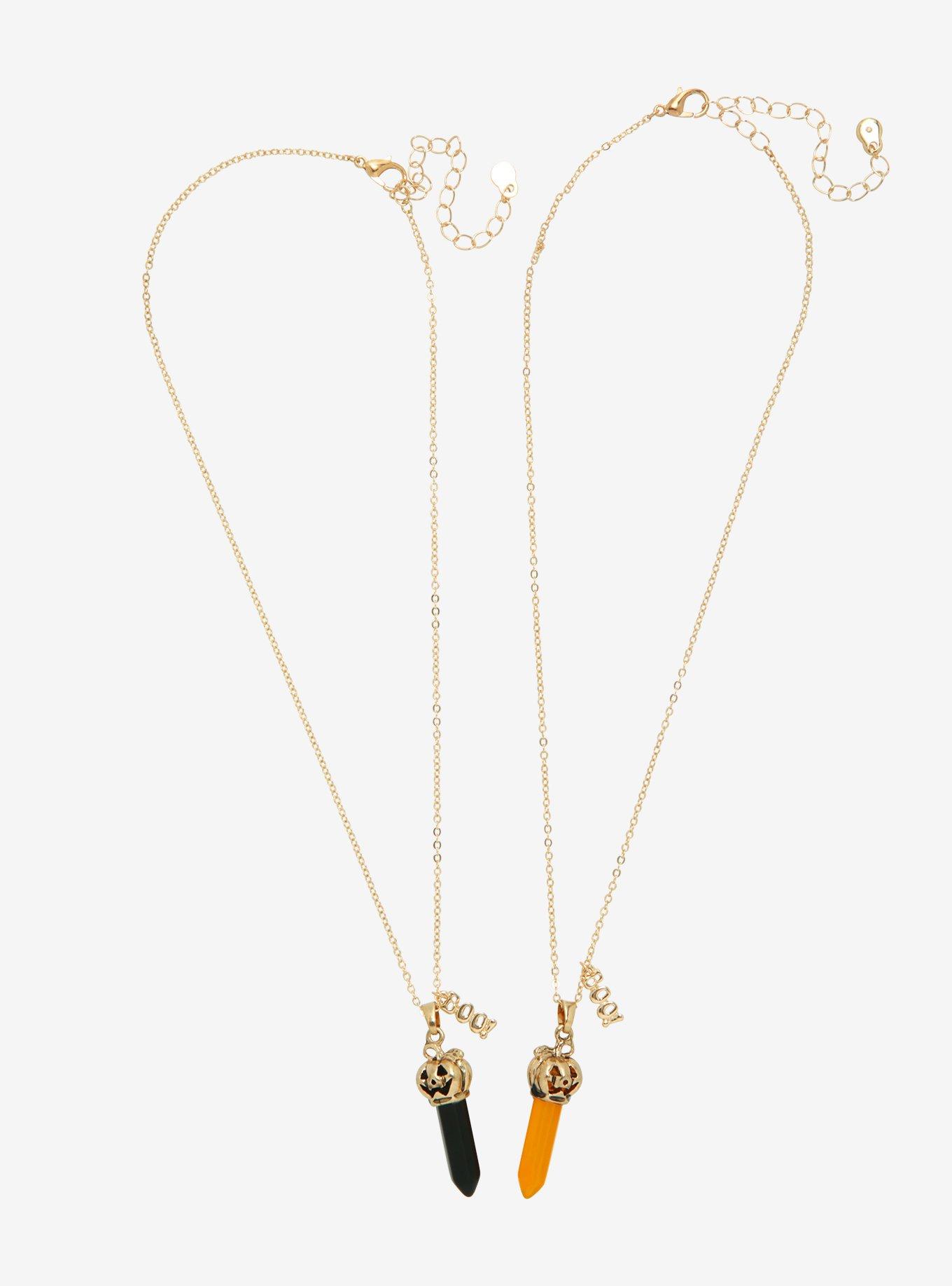Boo Pumpkin Crystal Best Friend Necklace Set, , alternate
