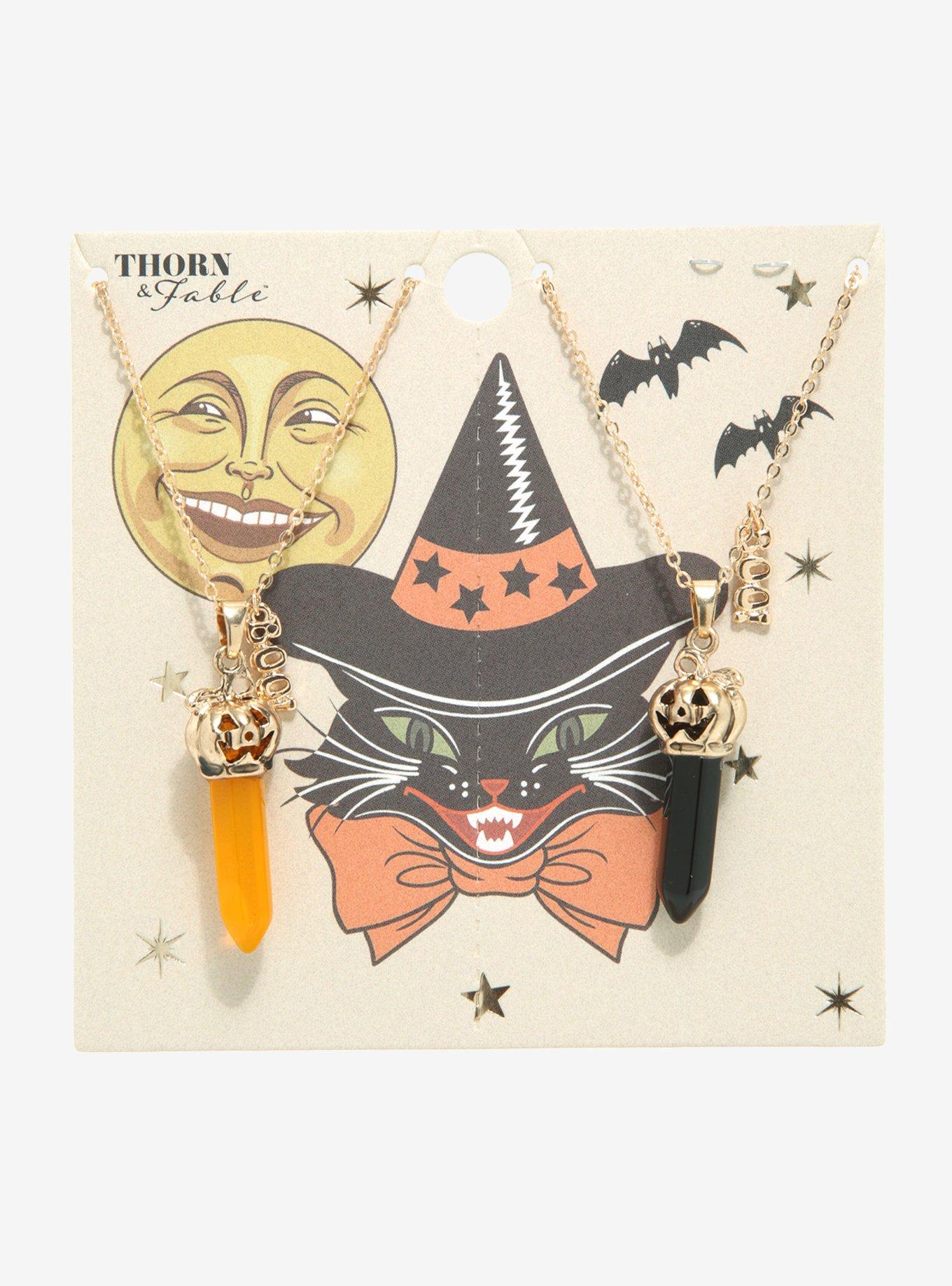 Boo Pumpkin Crystal Best Friend Necklace Set, , alternate