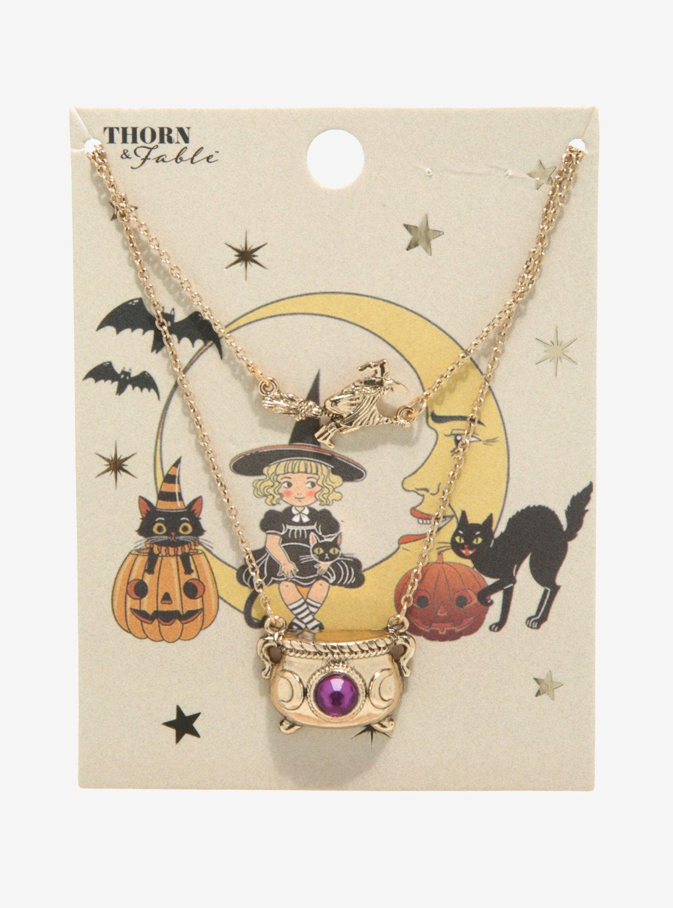 Witch & Cauldron Necklace Set, , alternate