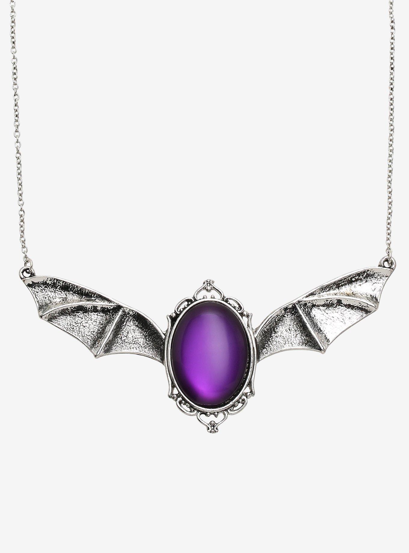 Bat Wing Crystal Necklace, , alternate