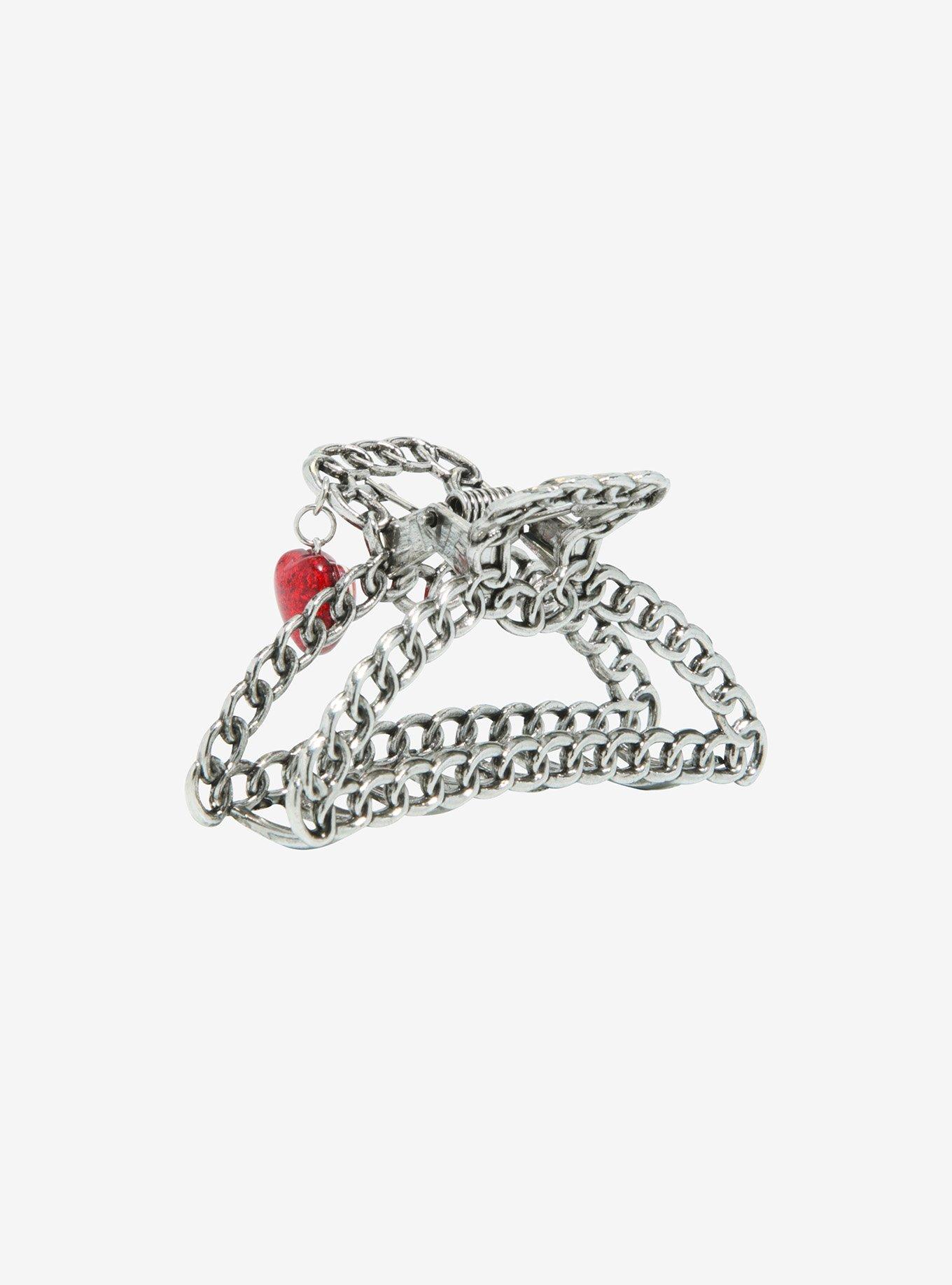 Chain Heart Claw Hair Clip, , alternate