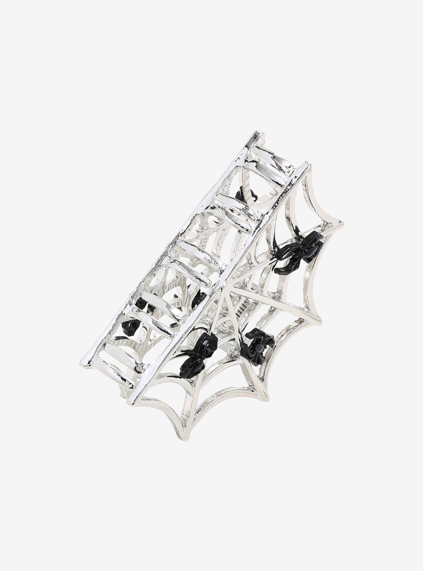 Silver Spiderweb Hair Clip, , alternate