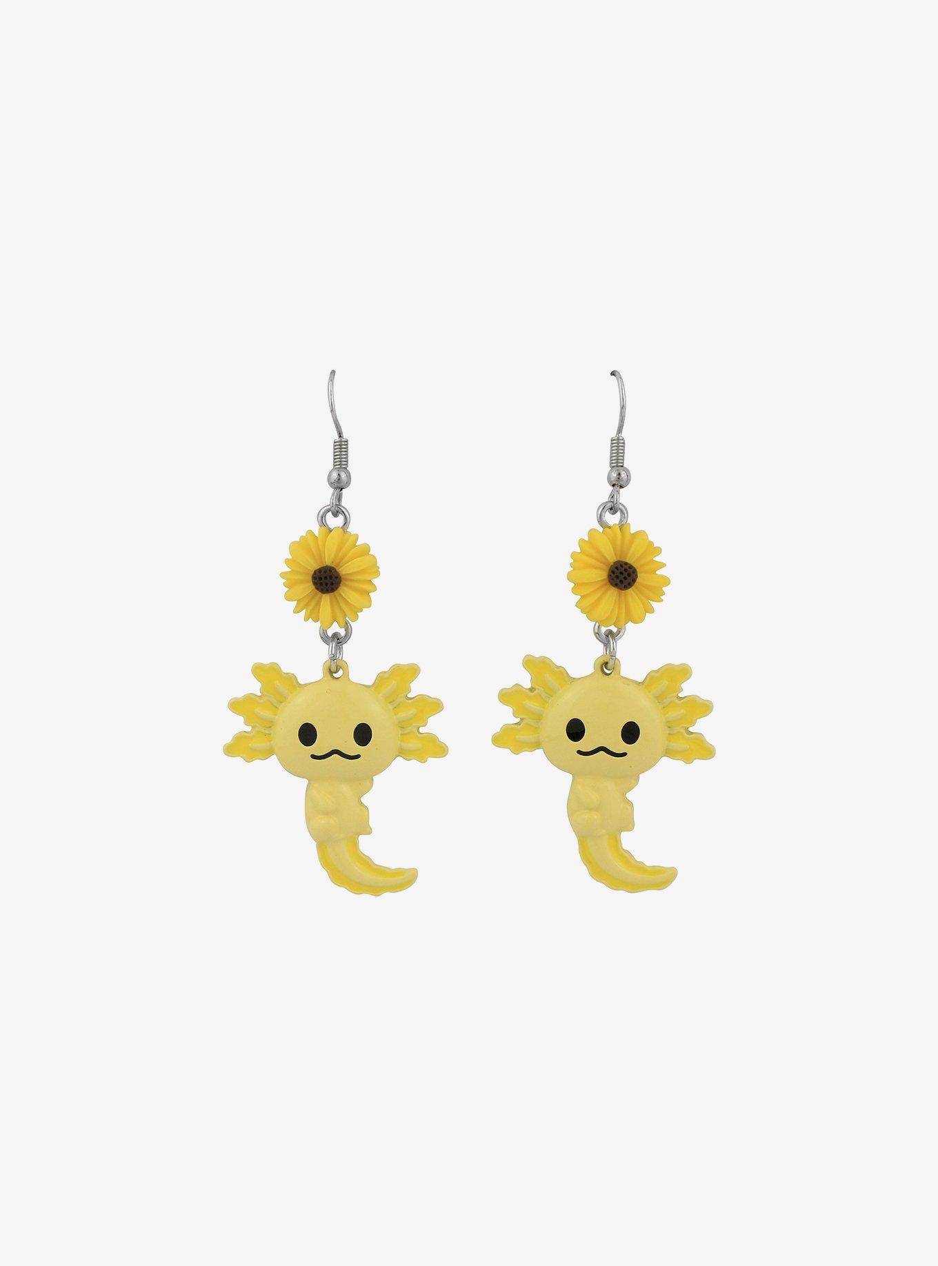 Axolotl Sunflower Drop Earrings, , alternate
