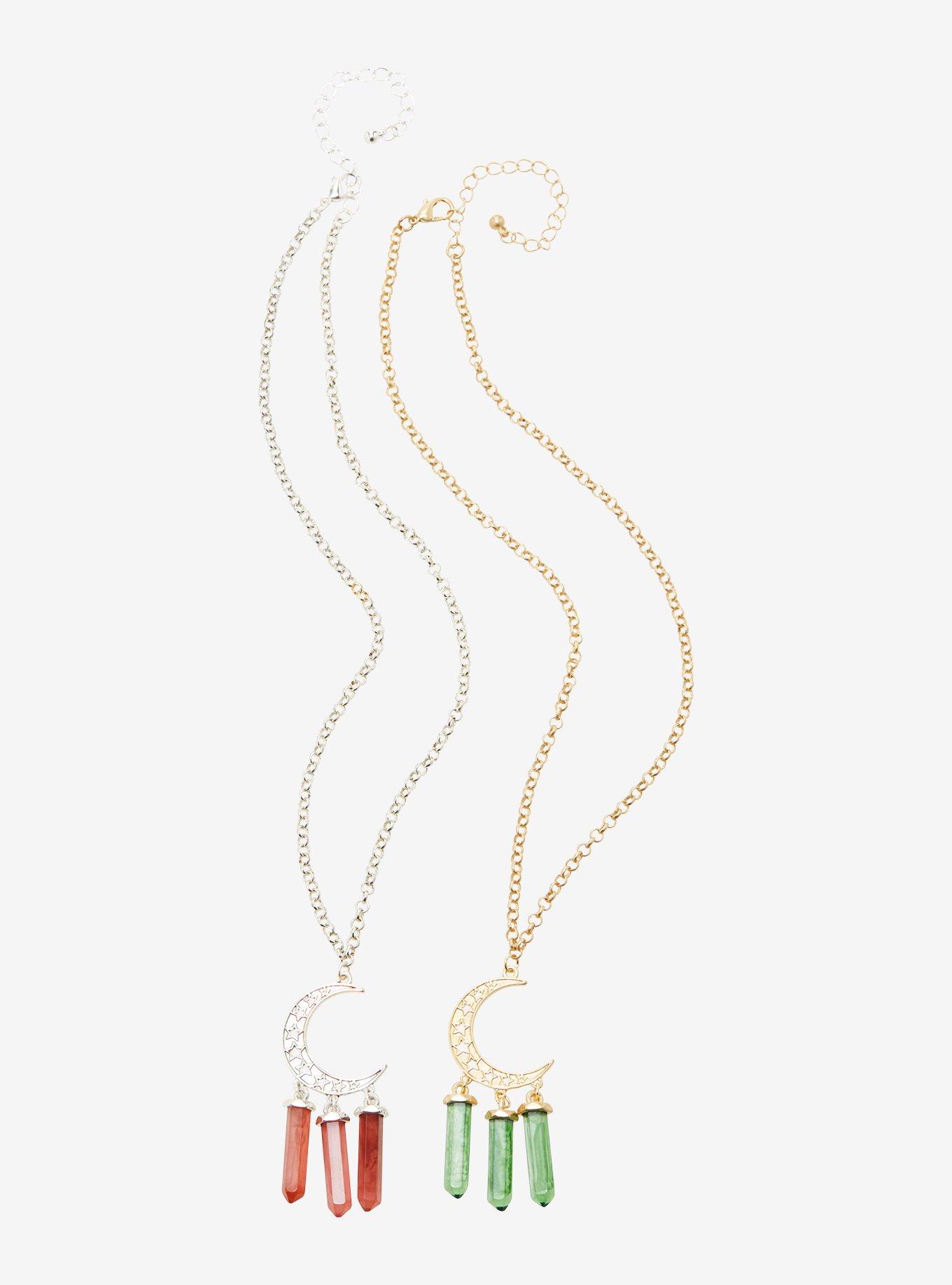 Star Crescent Moon Crystal Best Friend Necklace Set, , alternate