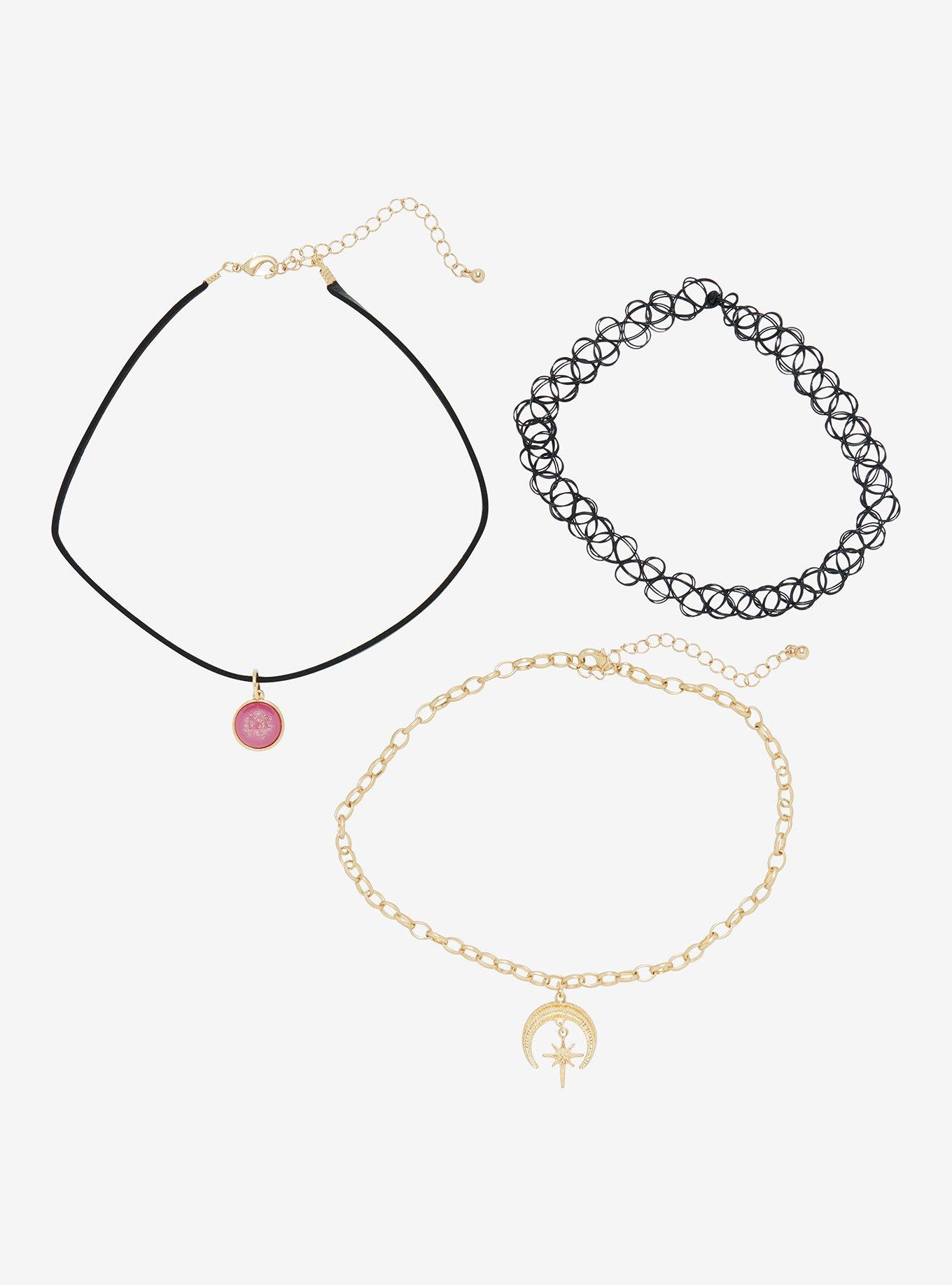 Celestial Faux Druzy Stone Choker Necklace Set, , alternate