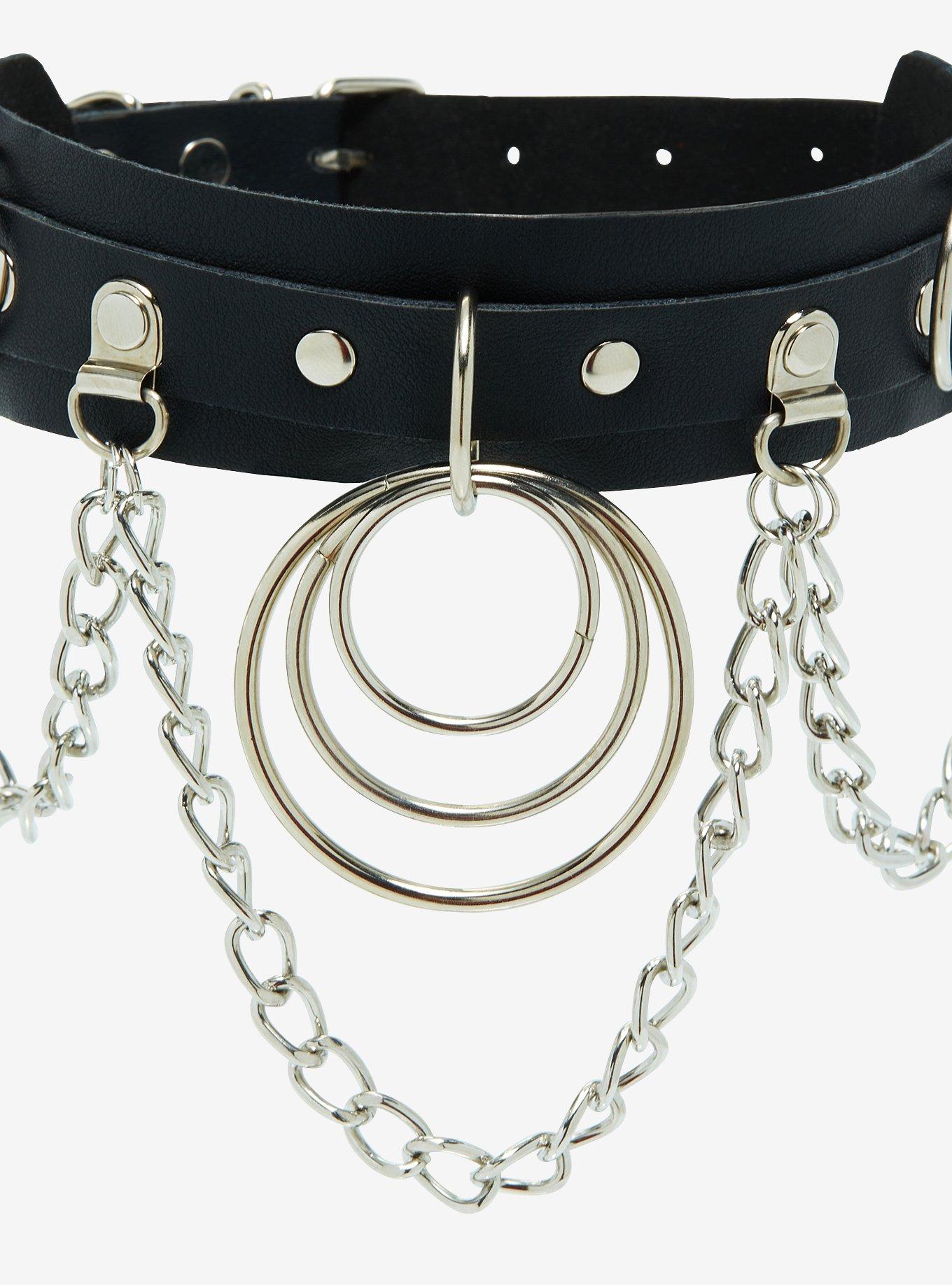 Triple O-Ring Statement Chain Choker, , alternate