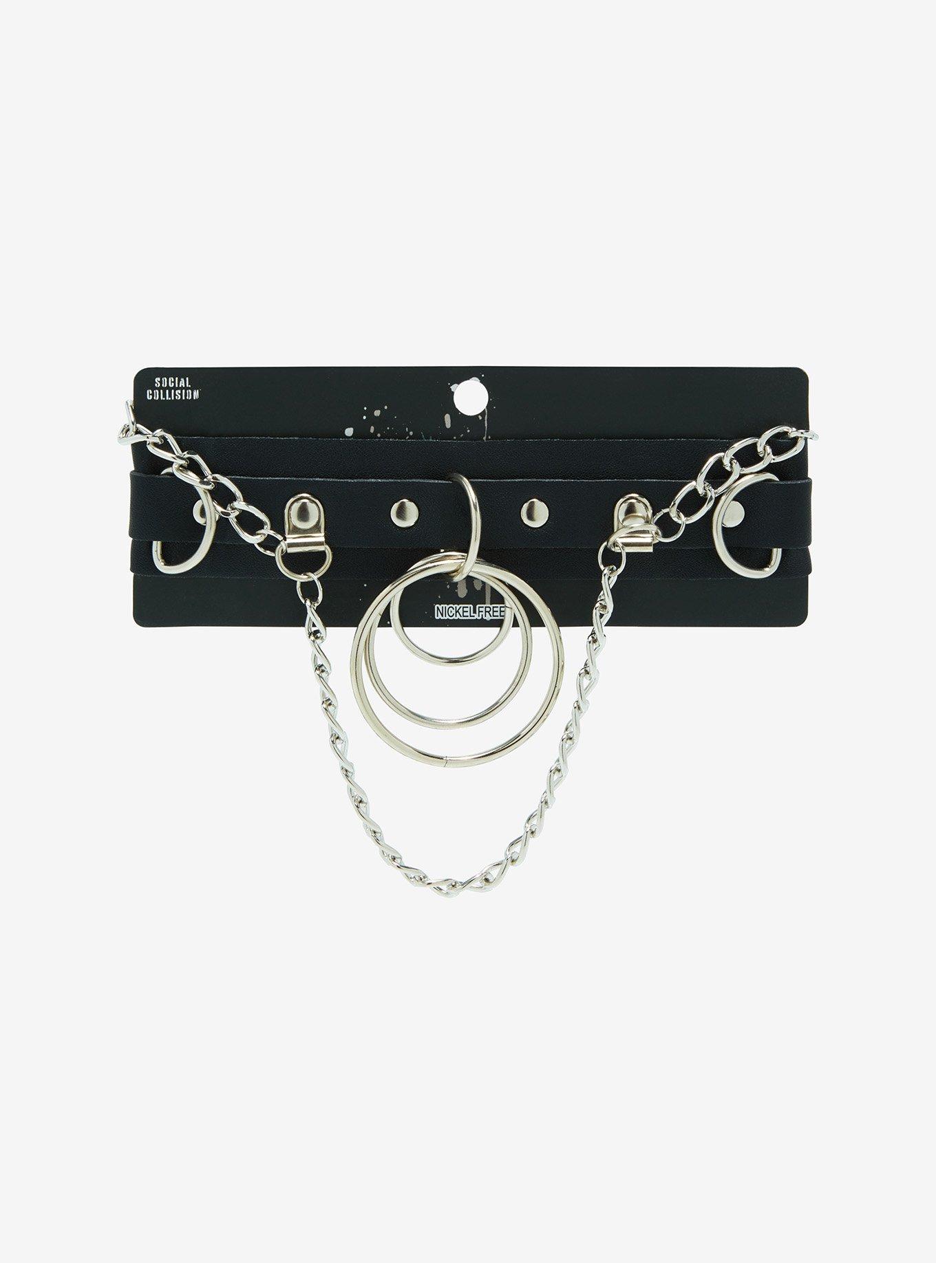 Triple O-Ring Statement Chain Choker, , alternate
