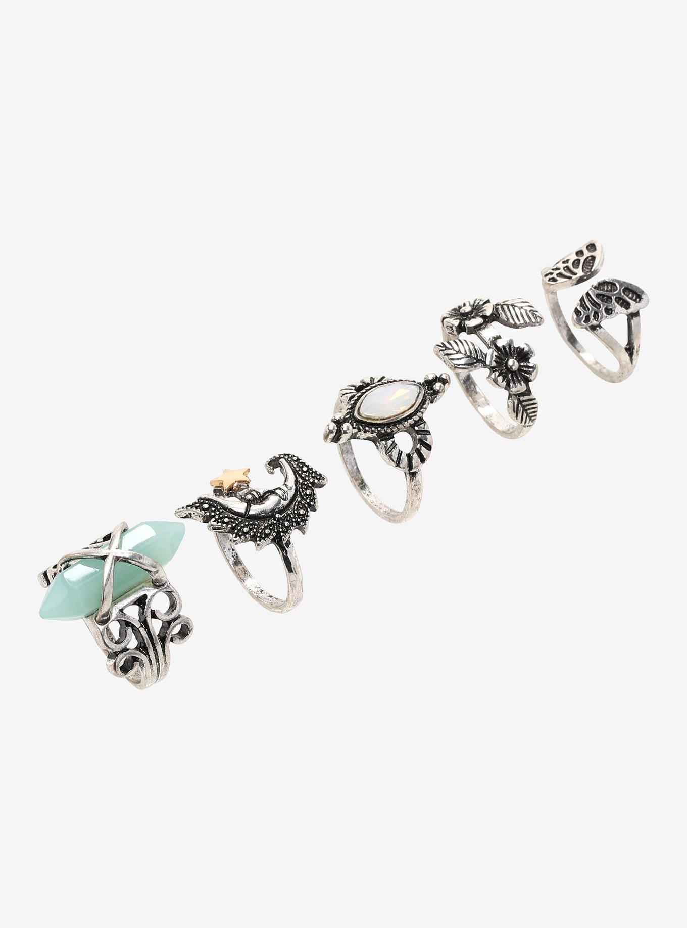 Crystal Butterfly Filigree Ring Set, , alternate