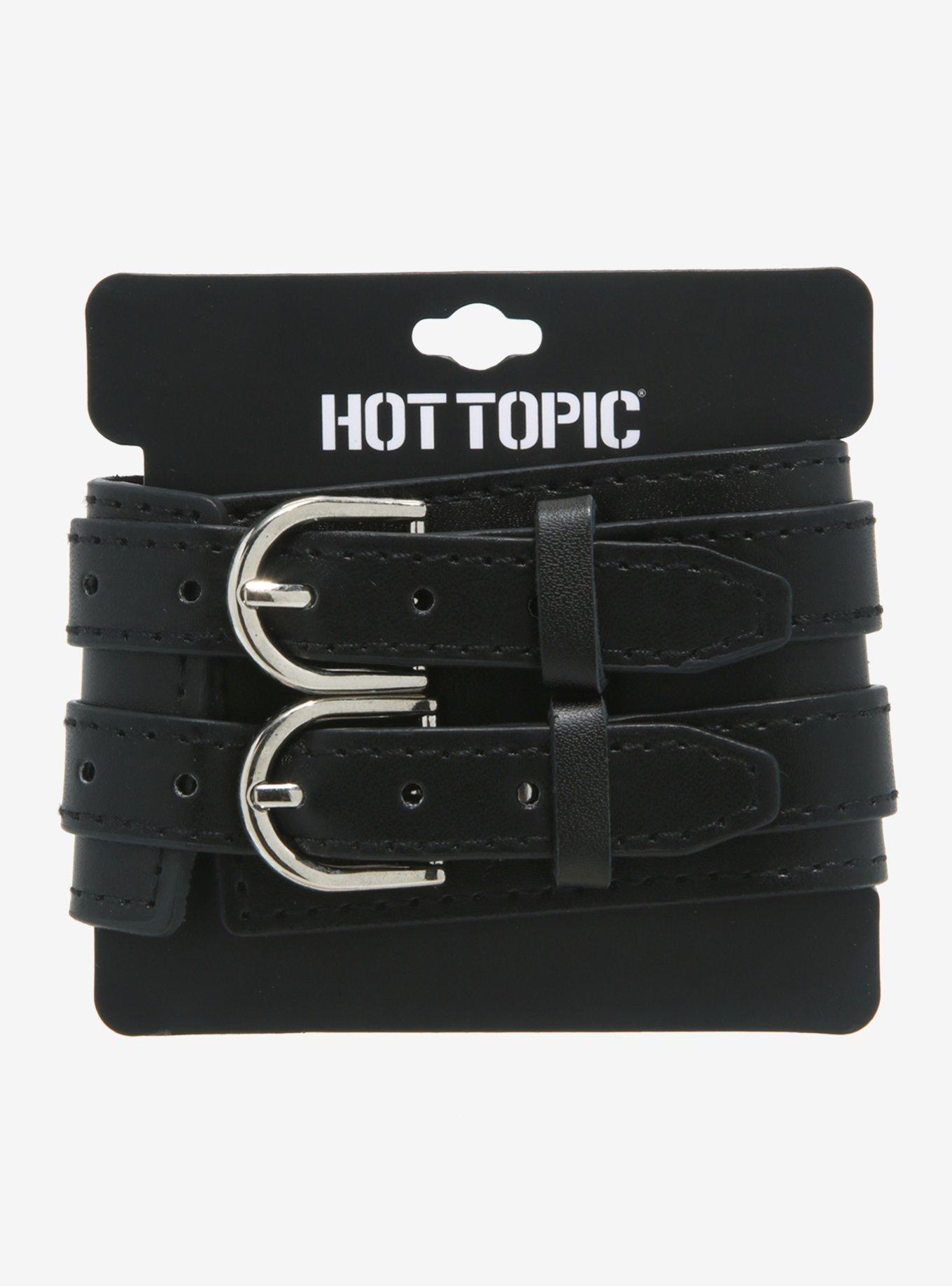 Dual Buckle Leather Cuff Bracelet, , alternate