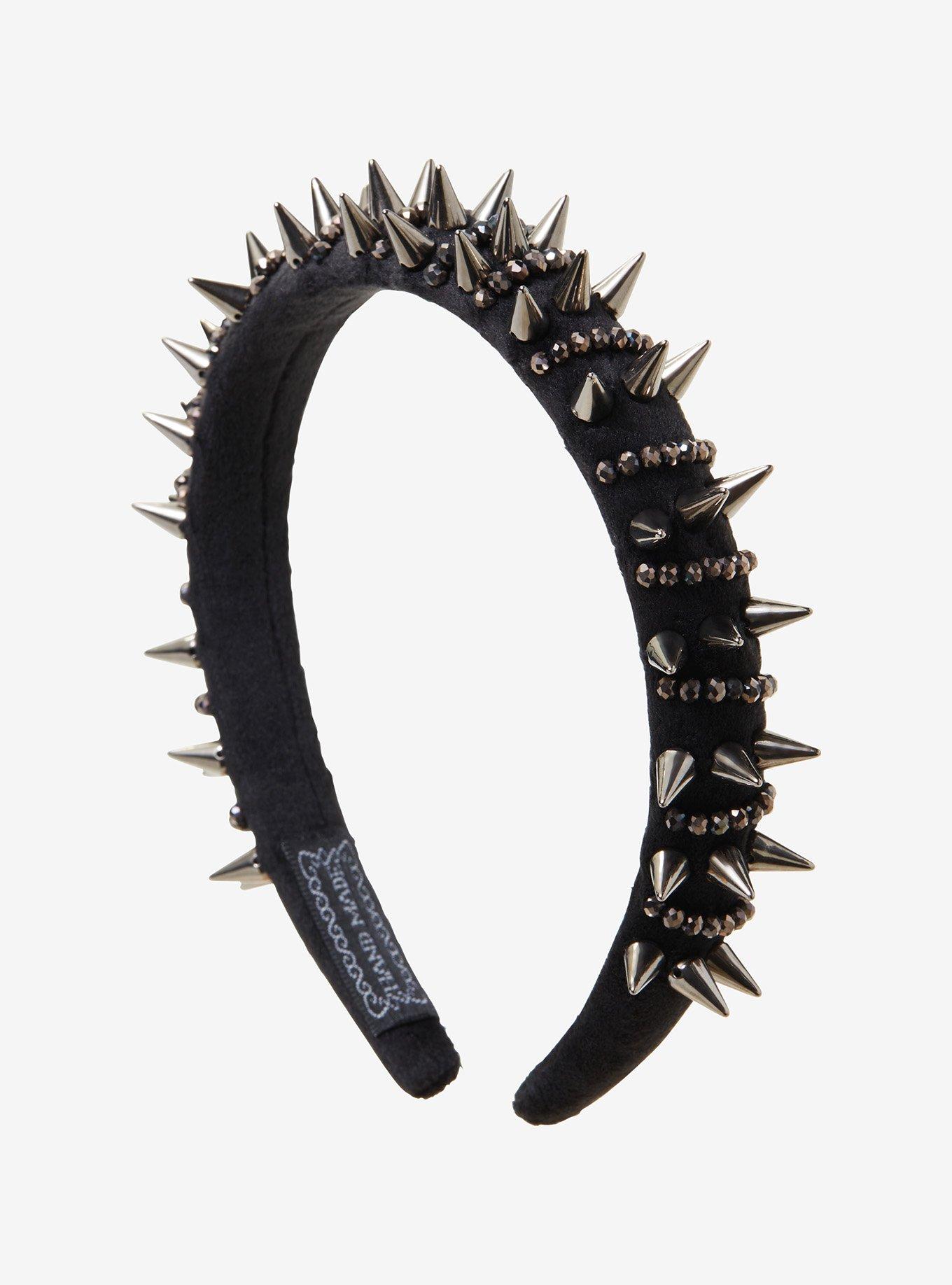 Black Velvet Puff Spike Headband | Hot Topic display picture 2