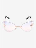 Purple & Pink Ombre Rhinestone Butterfly Sunglasses, , alternate