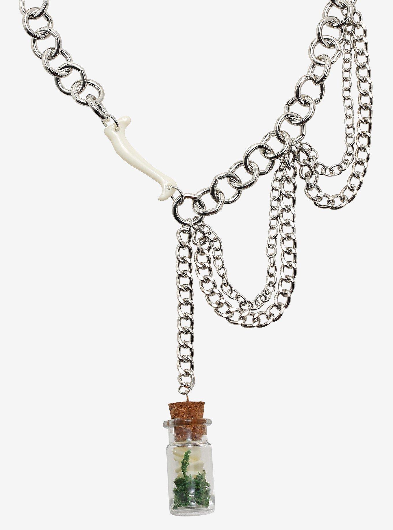 Bone Capsule Layered Chunky Chain Necklace, , alternate