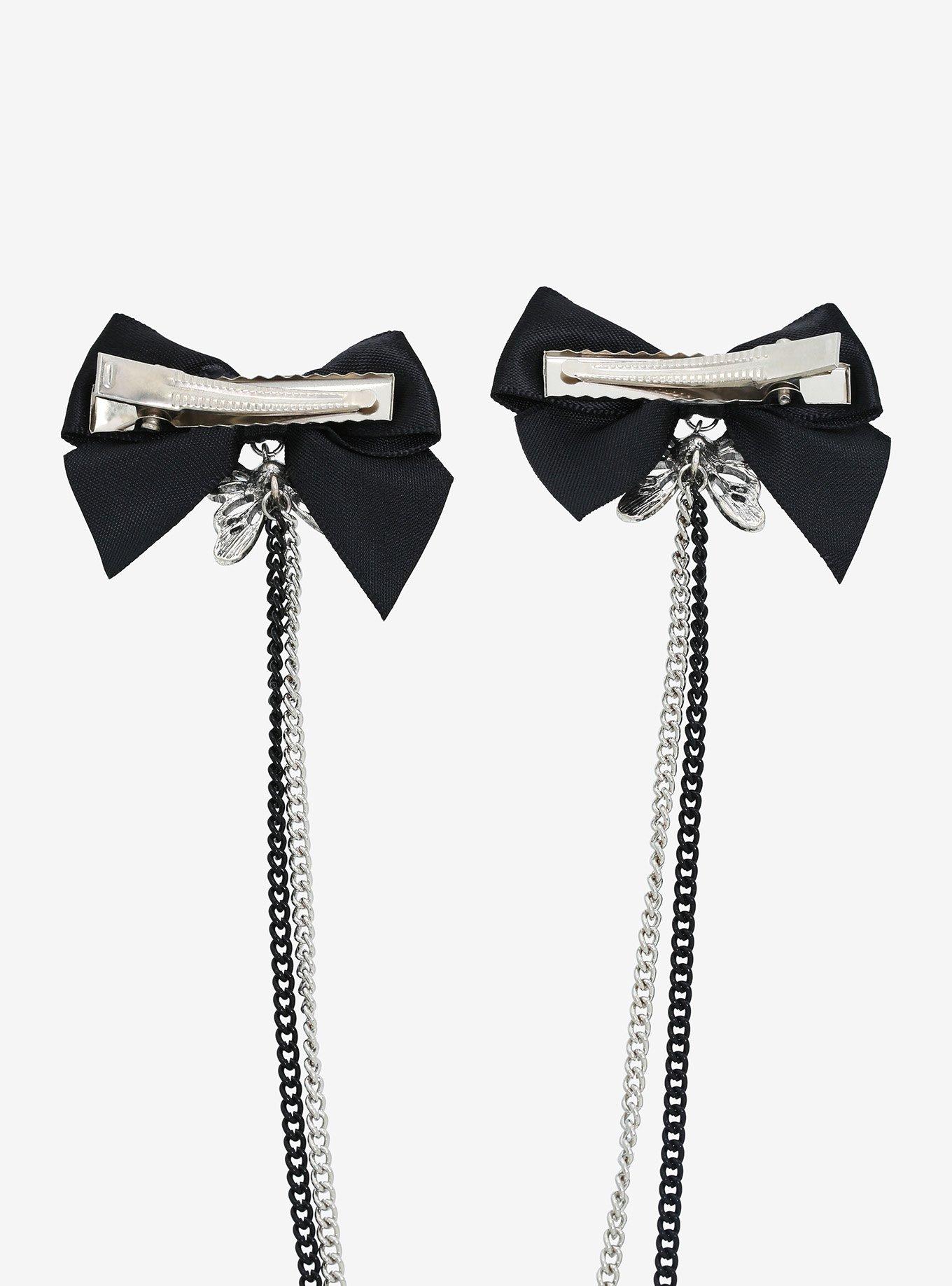 Butterfly Skull Chain Hair Bow Set, , alternate
