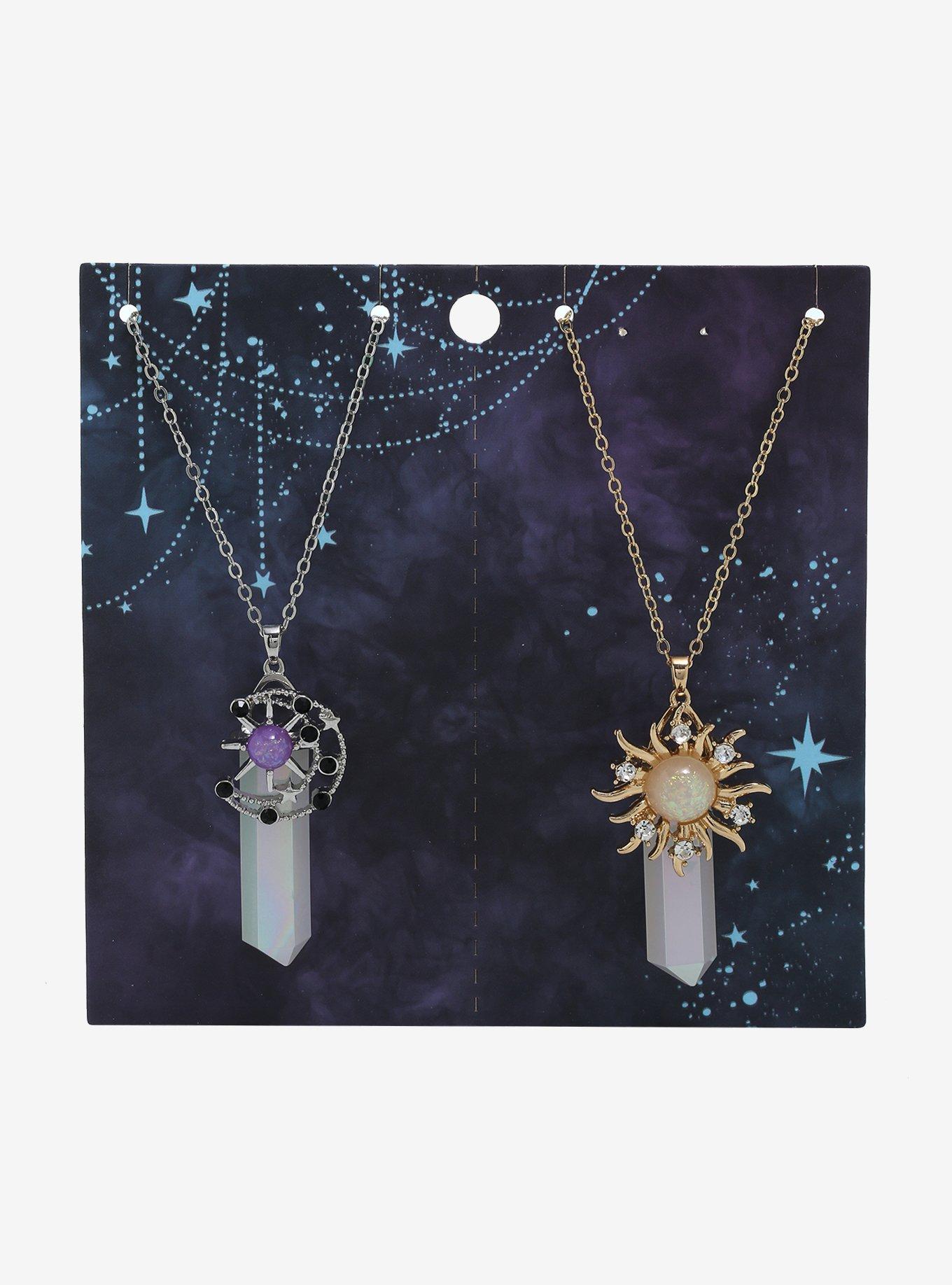 Celestial Sparkle Faux Crystal Best Friend Necklace Set, , alternate