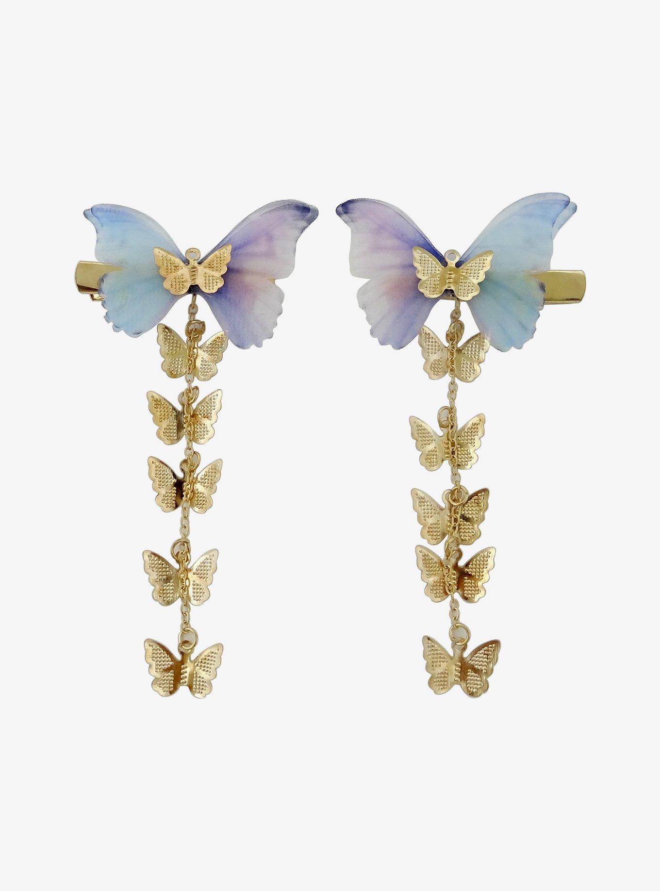 Golden Butterfly Hair Clip Set, , alternate