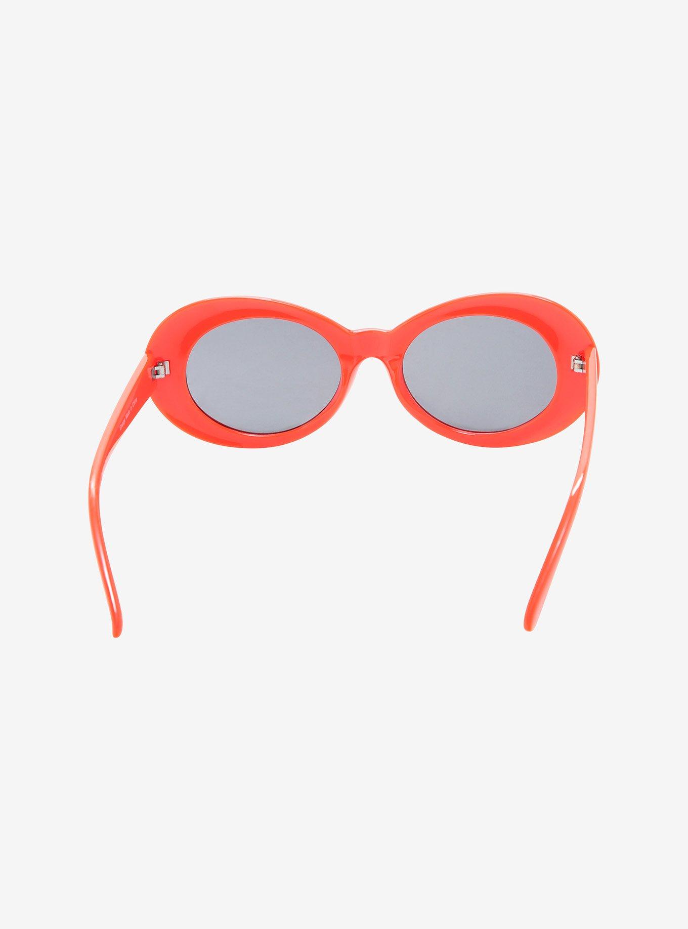 Red Oval Retro Sunglasses, , alternate