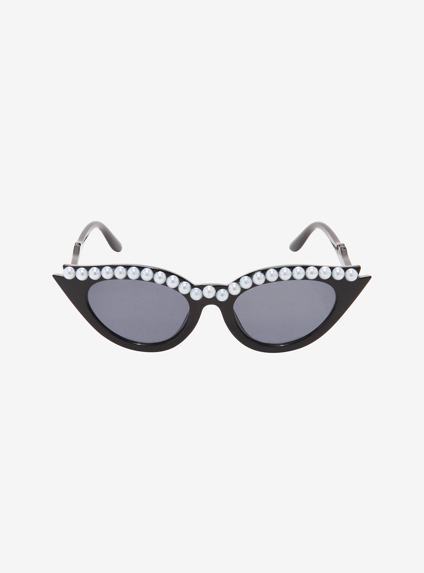Pearl Rhinestone Cat Eye Sunglasses, , alternate