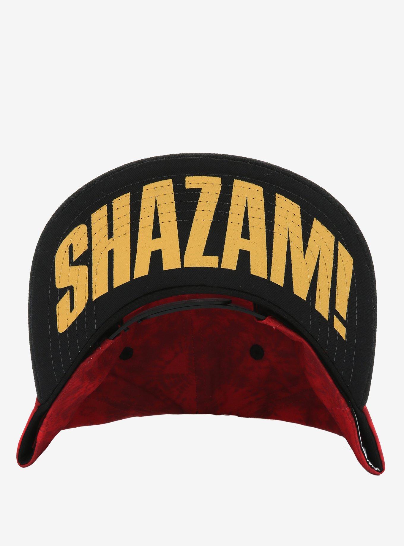 Shazam Logo Red Wash Snapback Hat, , alternate