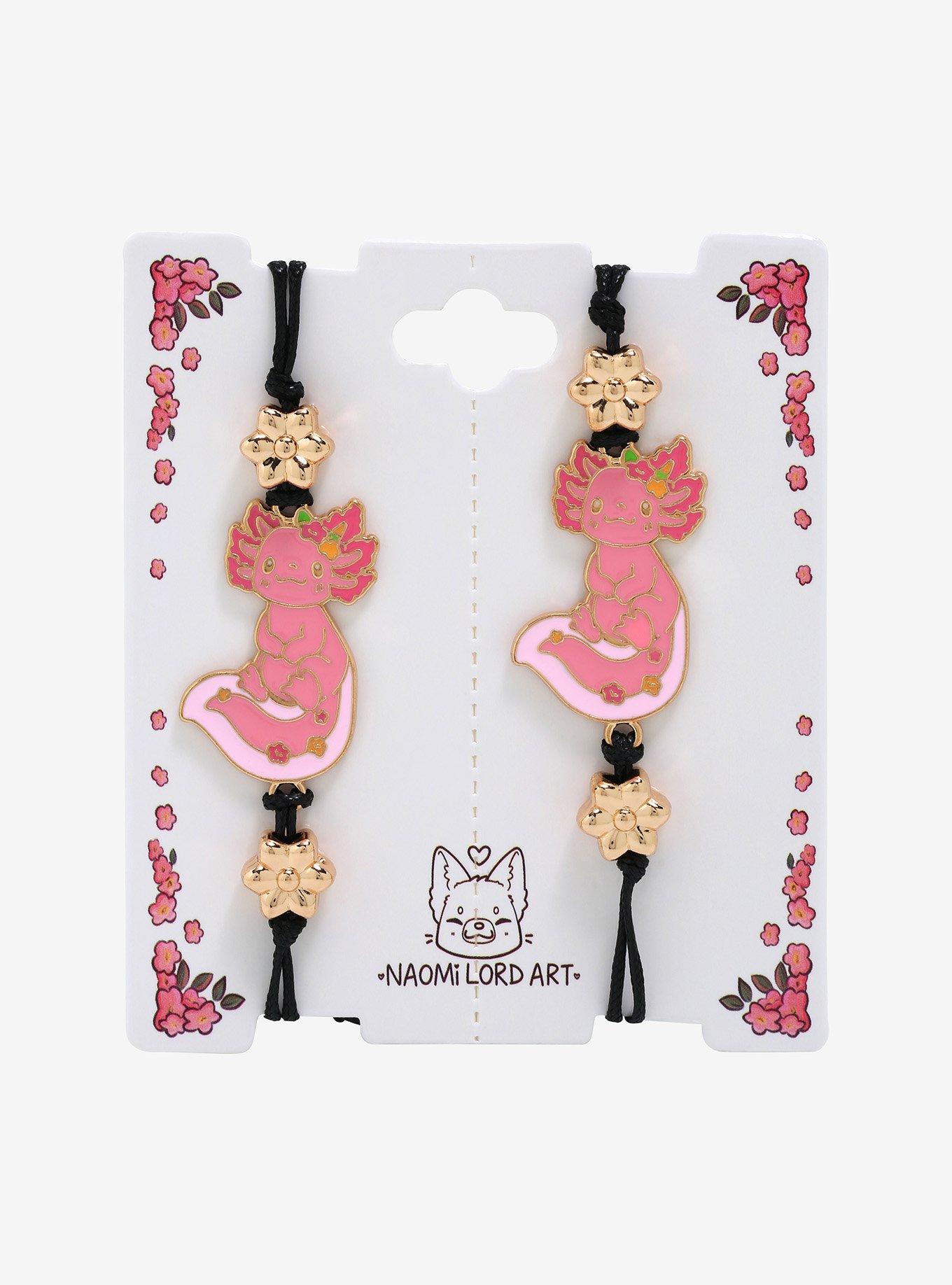 Floral Axolotl Best Friend Cord Bracelet Set By Naomi Lord Art, , alternate