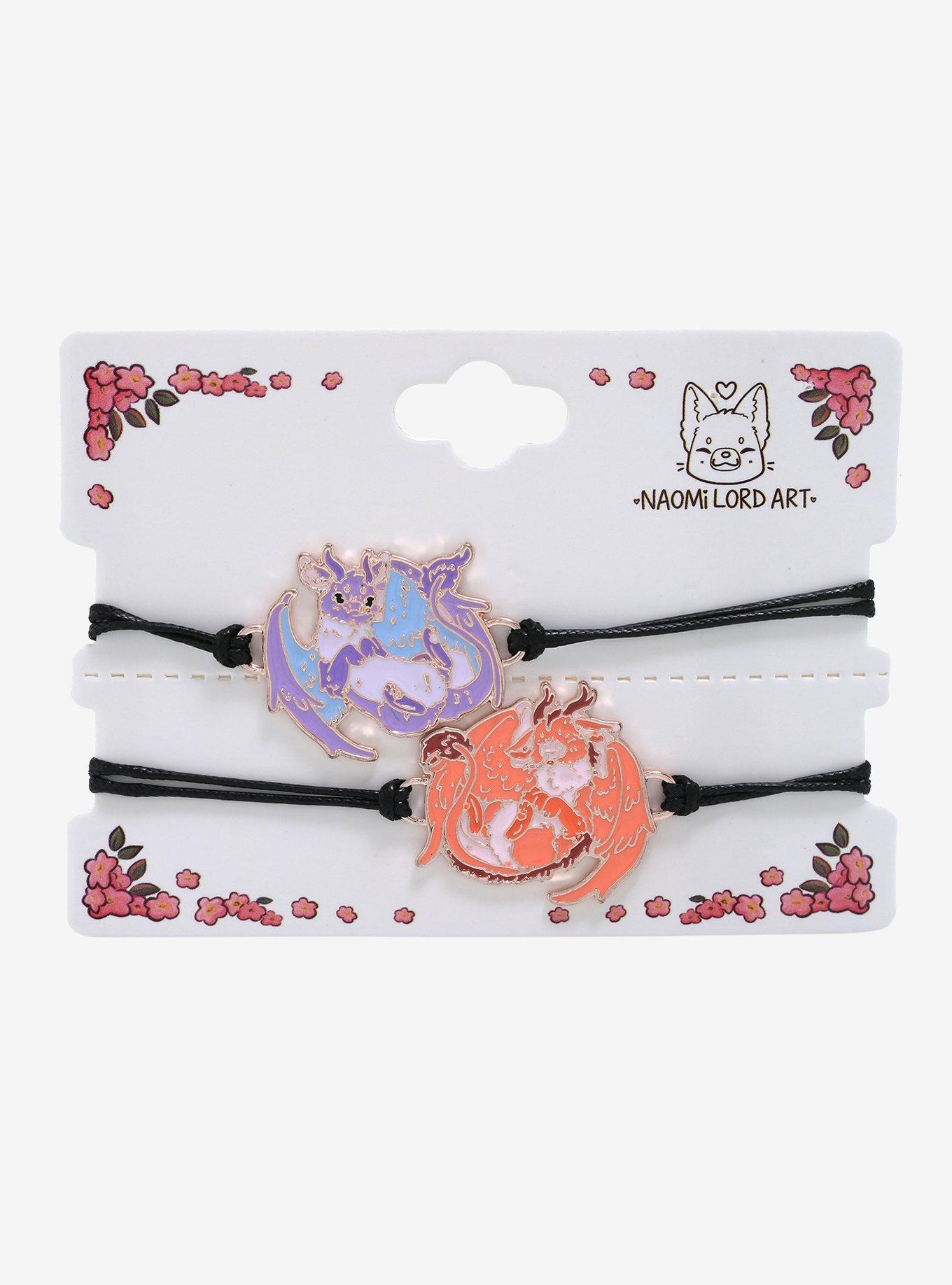 Pastel Mystic Dragon Best Friend Cord Bracelet Set By Naomi Lord Art, , alternate