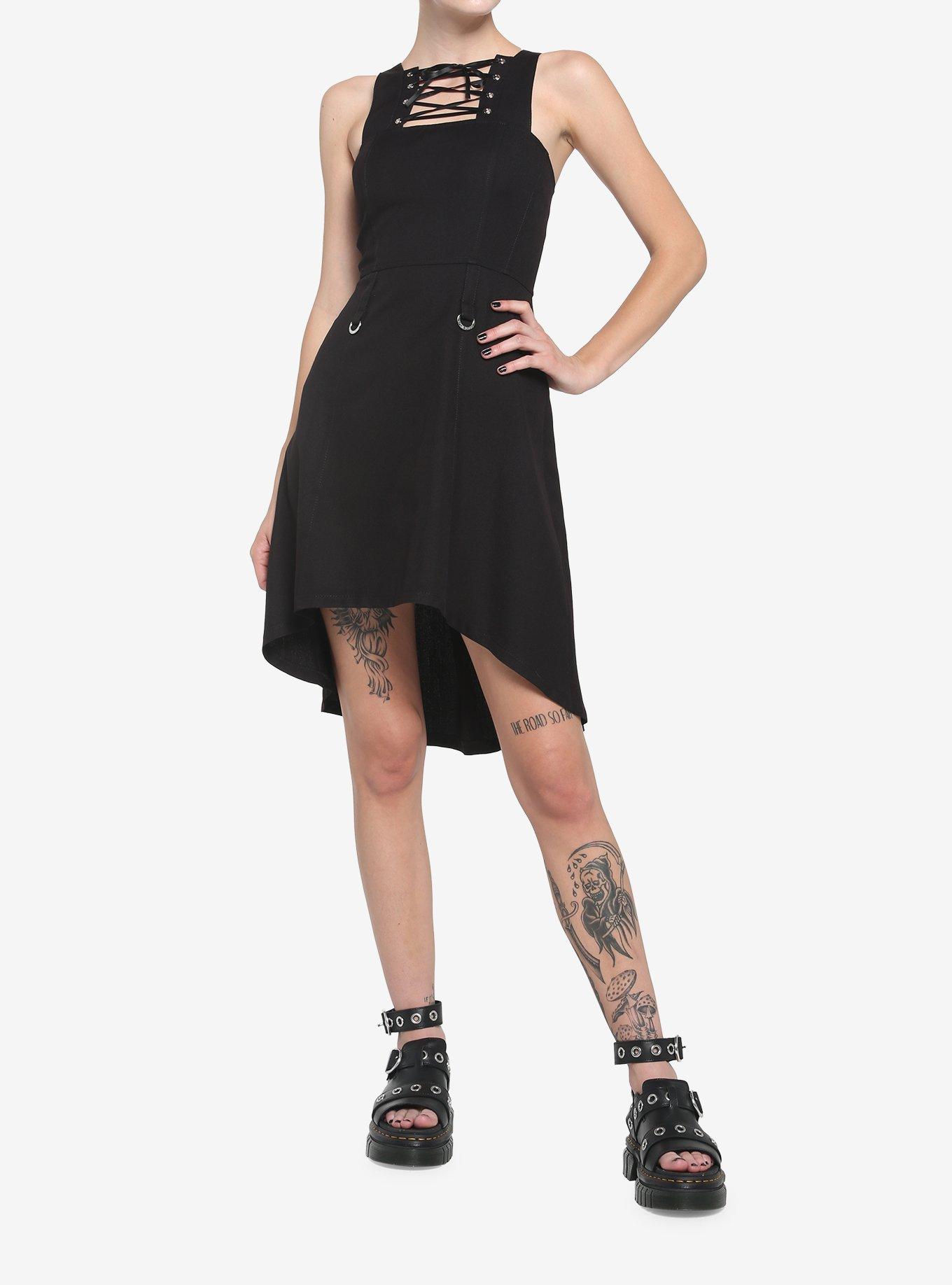 Royal Bones By Tripp Lace-Up Hi-Low Dress, BLACK, alternate