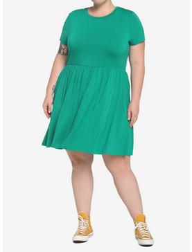 Green Skater Dress Plus Size, , hi-res