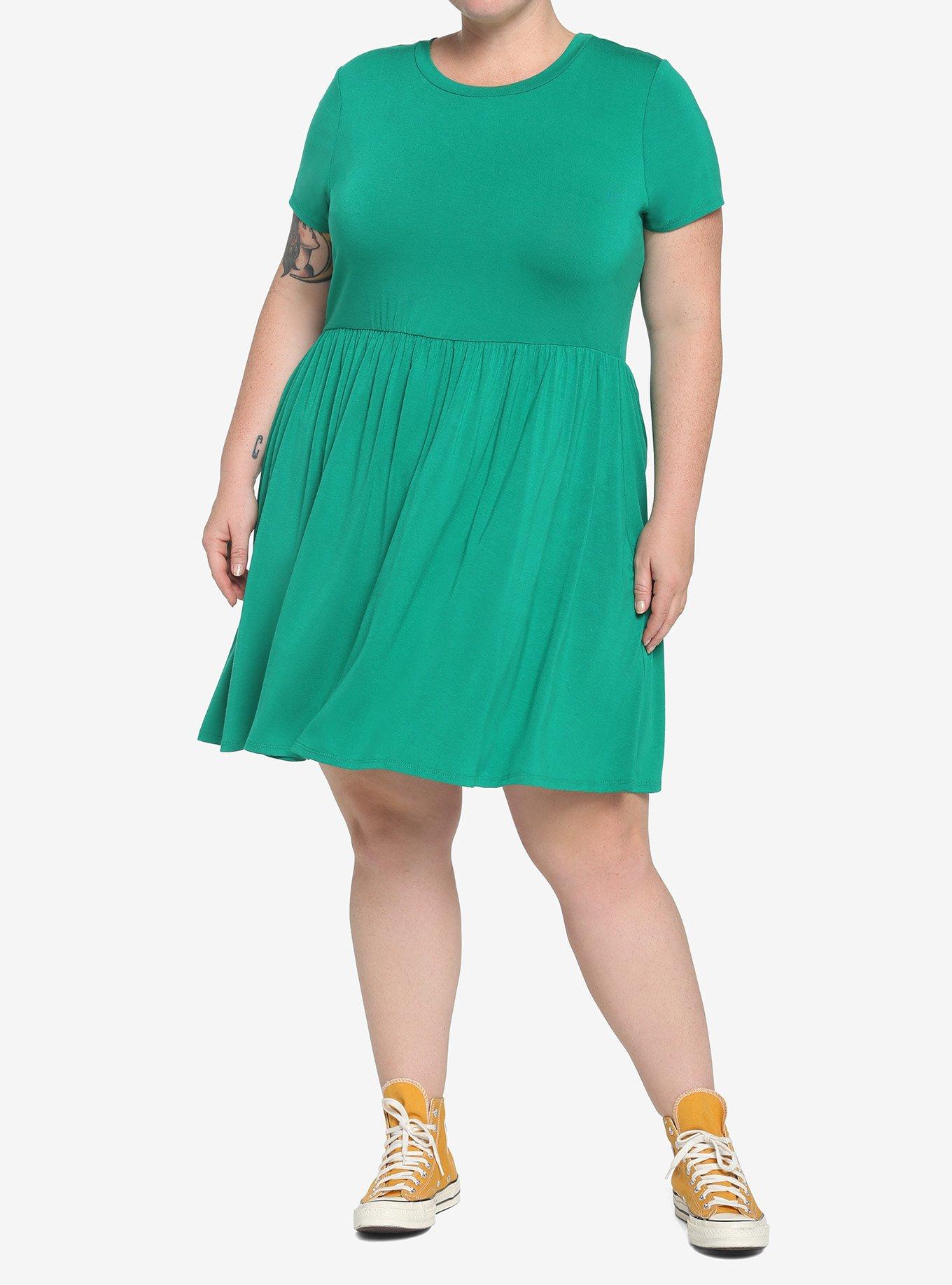 Green Skater Dress Plus Size, , hi-res