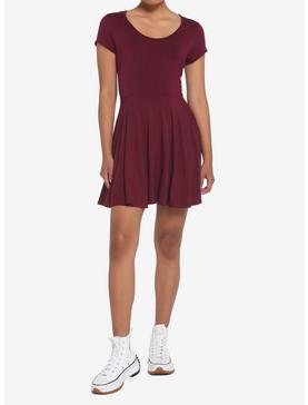 Burgundy Skater Dress, , hi-res