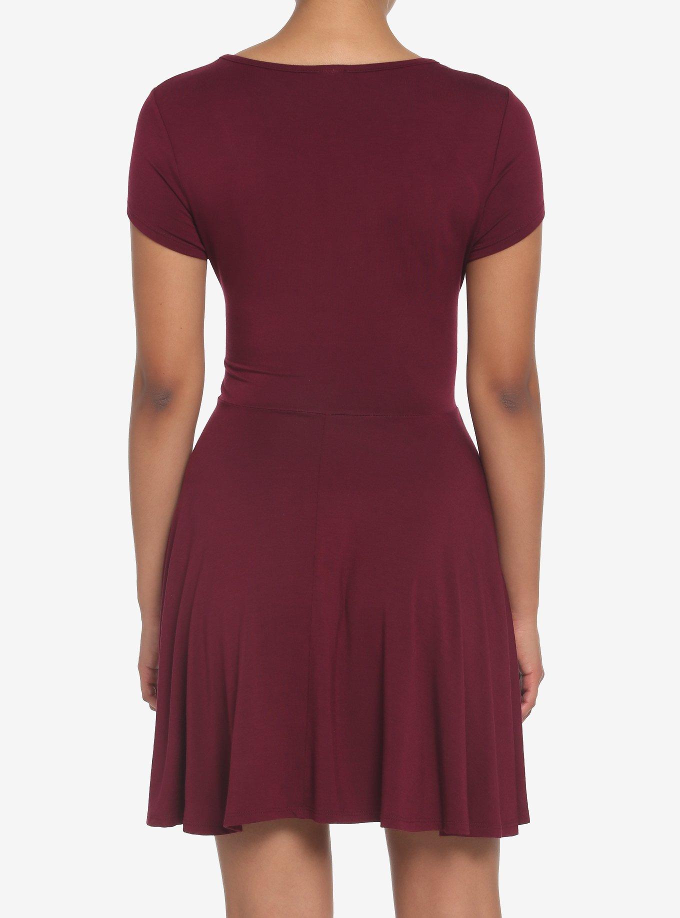 Burgundy Skater Dress, BURGUNDY, alternate