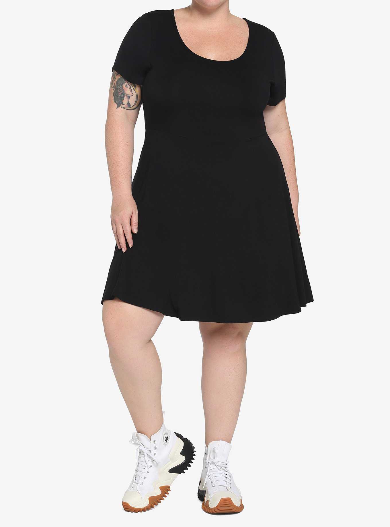 Black Skater Dress Plus Size, , hi-res