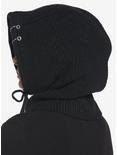 Black Knit Lace-Up O-Ring Hood, , alternate