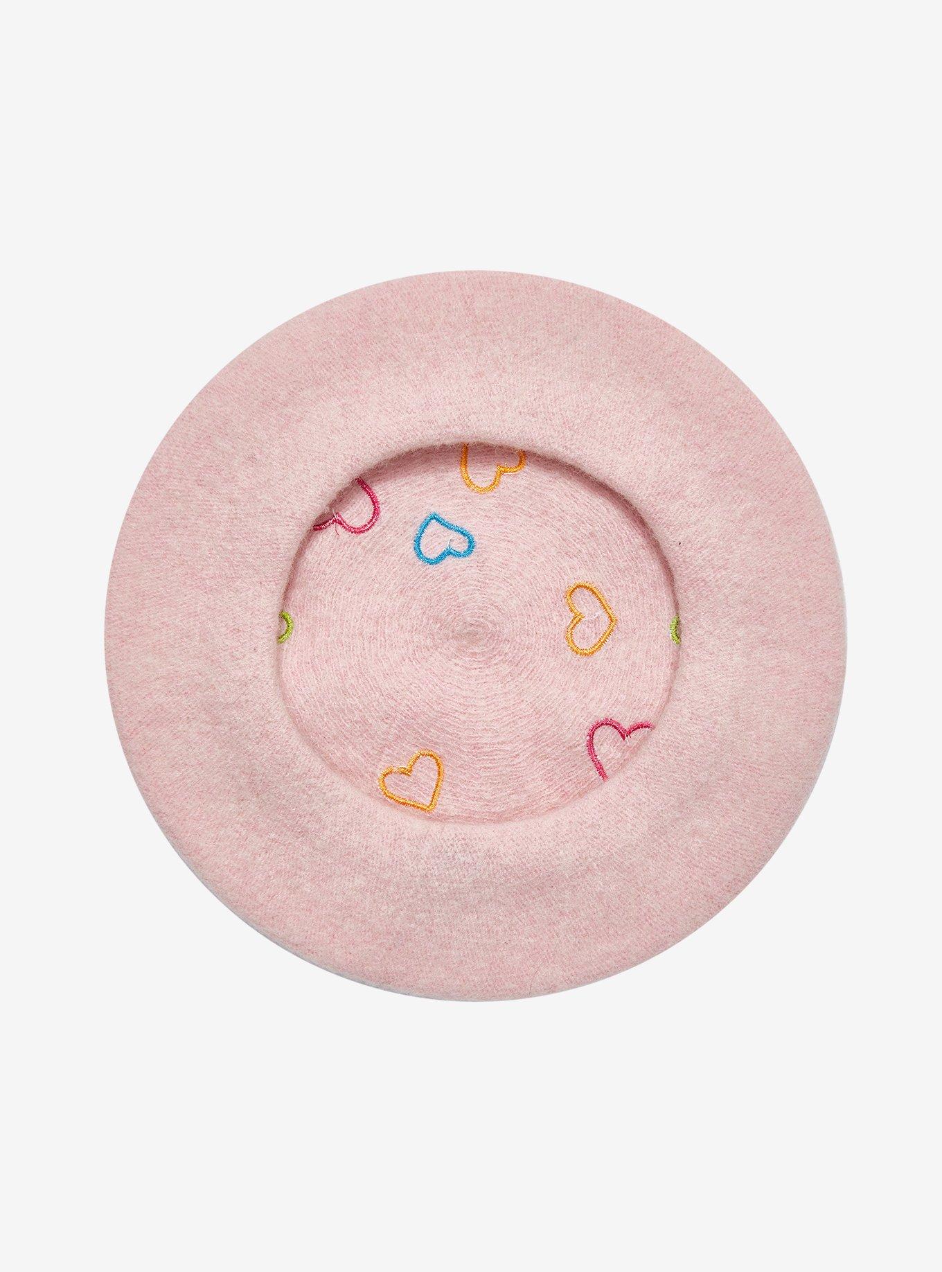 Pink Rainbow Heart Outline Beret, , alternate