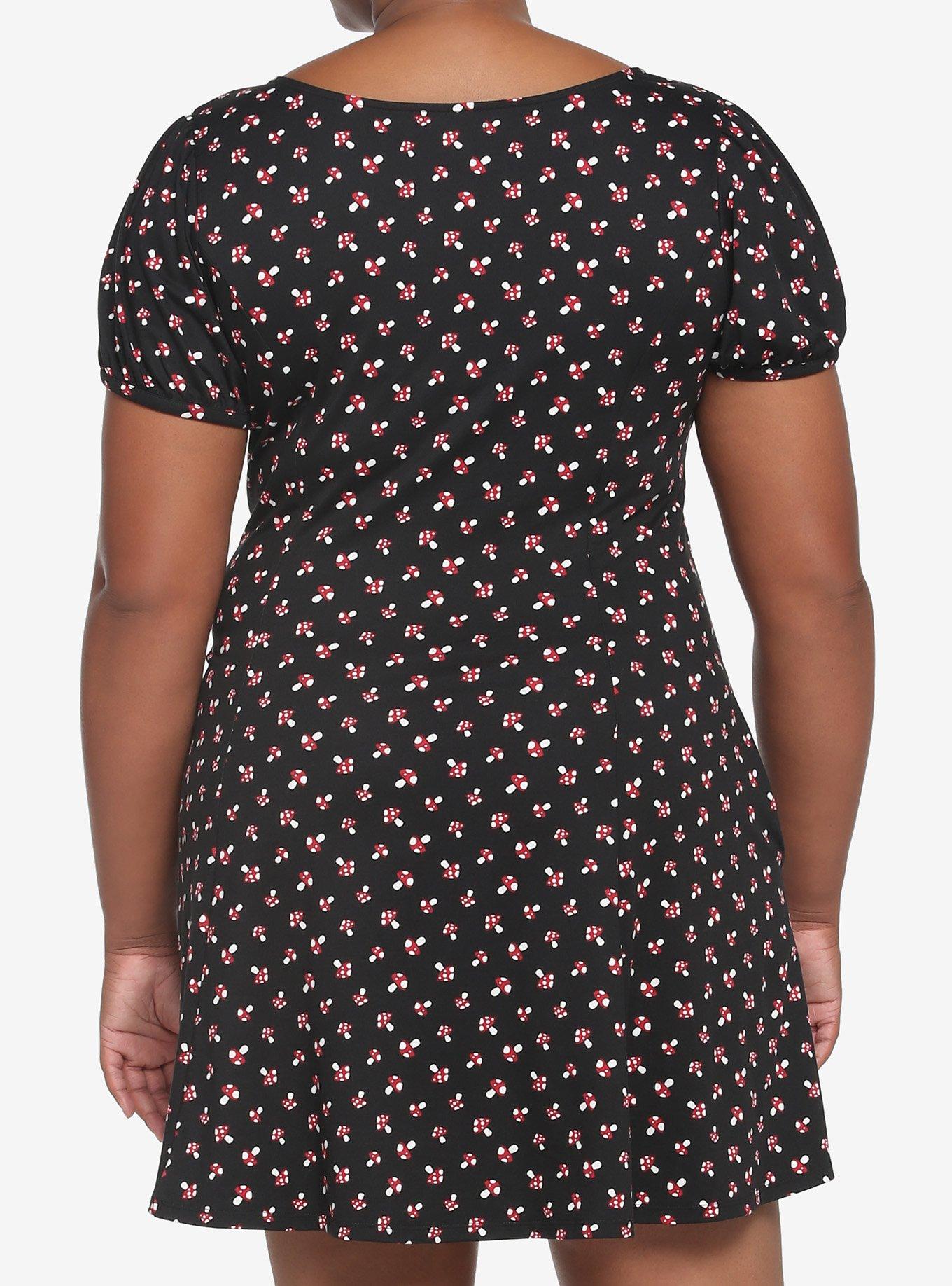 Black Mushroom Empire Dress Plus Size, OFF WHITE, alternate