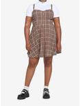 Brown Plaid Twofer Dress Plus Size, PLAID - BROWN, alternate