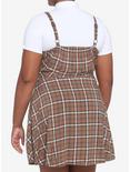 Brown Plaid Twofer Dress Plus Size, PLAID - BROWN, alternate