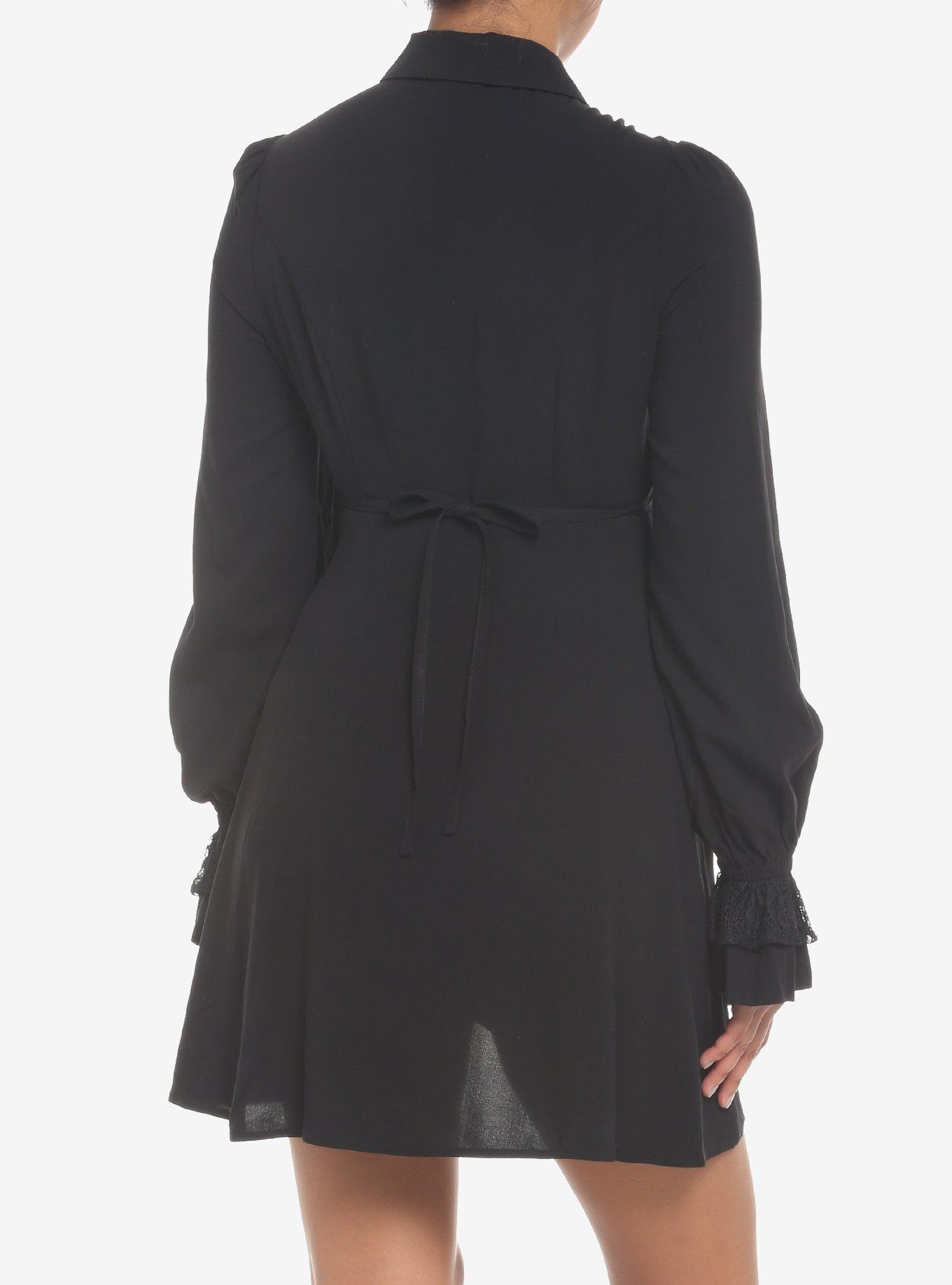 Black Lace Collared Dress, DEEP BLACK, alternate