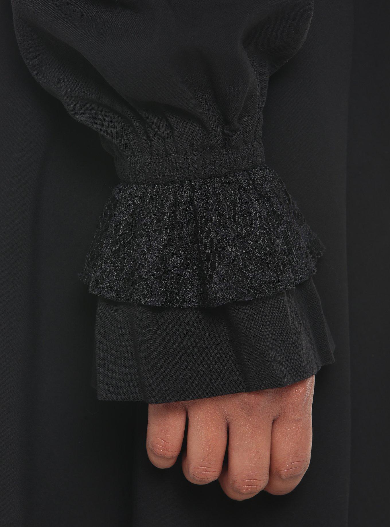 Black Lace Collared Dress, DEEP BLACK, alternate