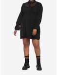 Black Lace Collared Dress Plus Size, DEEP BLACK, alternate