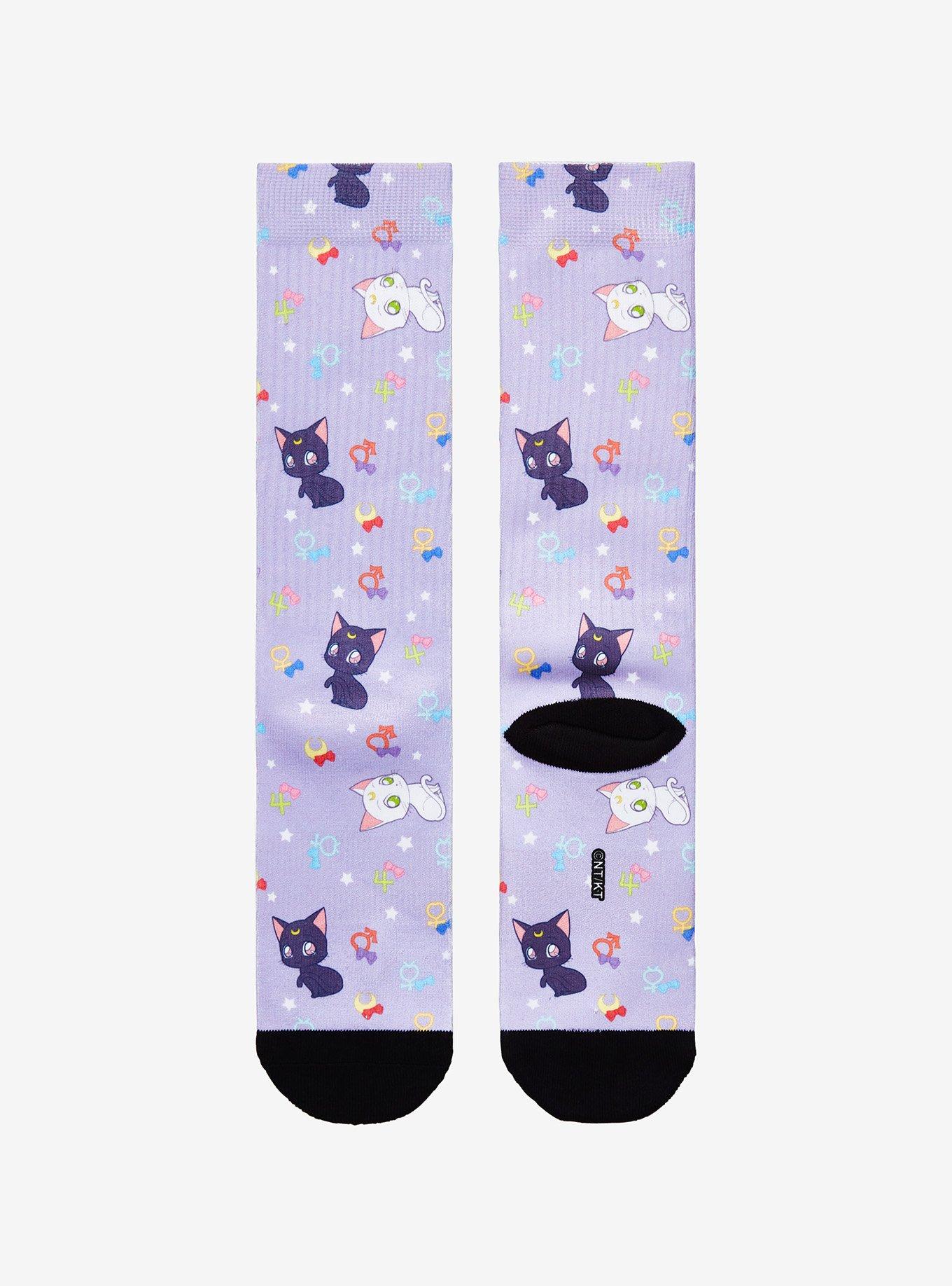 Sailor Moon Crystal Artemis & Luna Icons Crew Socks, , alternate