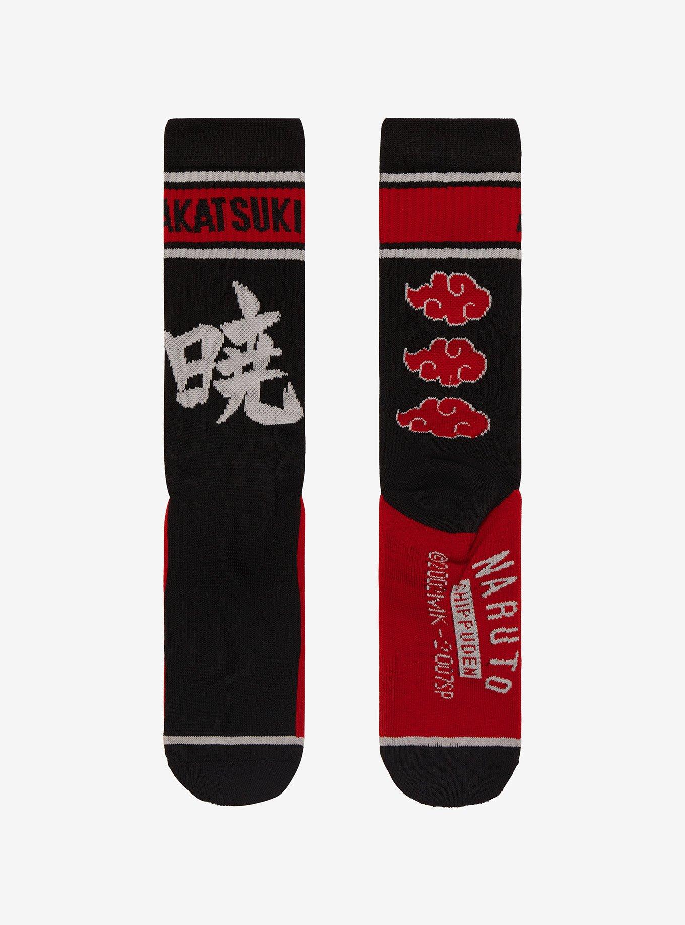 Naruto Shippuden Akatsuki Name Clouds Crew Socks, , alternate