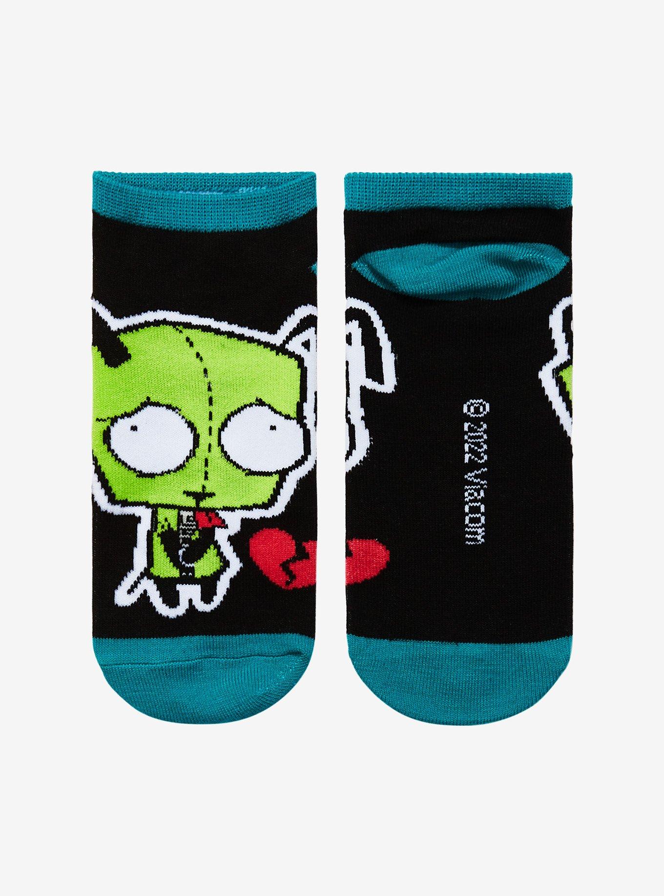 Invader Zim GIR Broken Heart No-Show Socks, , alternate