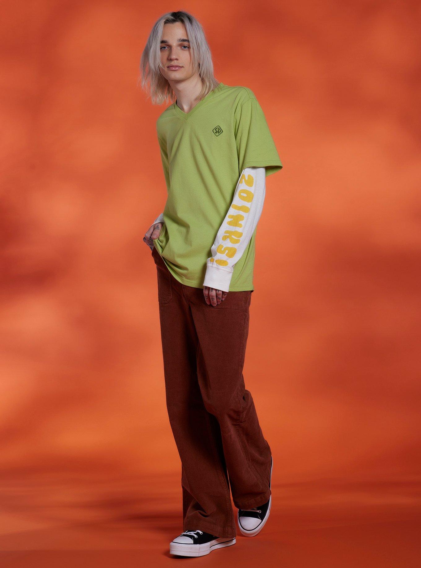 Scooby-Doo! Shaggy Oversized Twofer Long-Sleeve T-Shirt, GREEN  WHITE, alternate