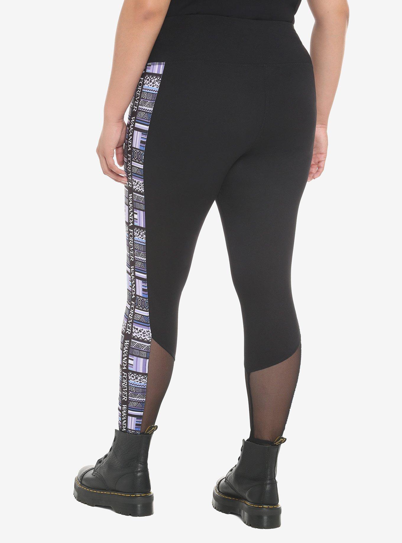 Her Universe Marvel Black Panther: Wakanda Forever Geometric Stripe Leggings Plus Size, BLACK  PURPLE, alternate