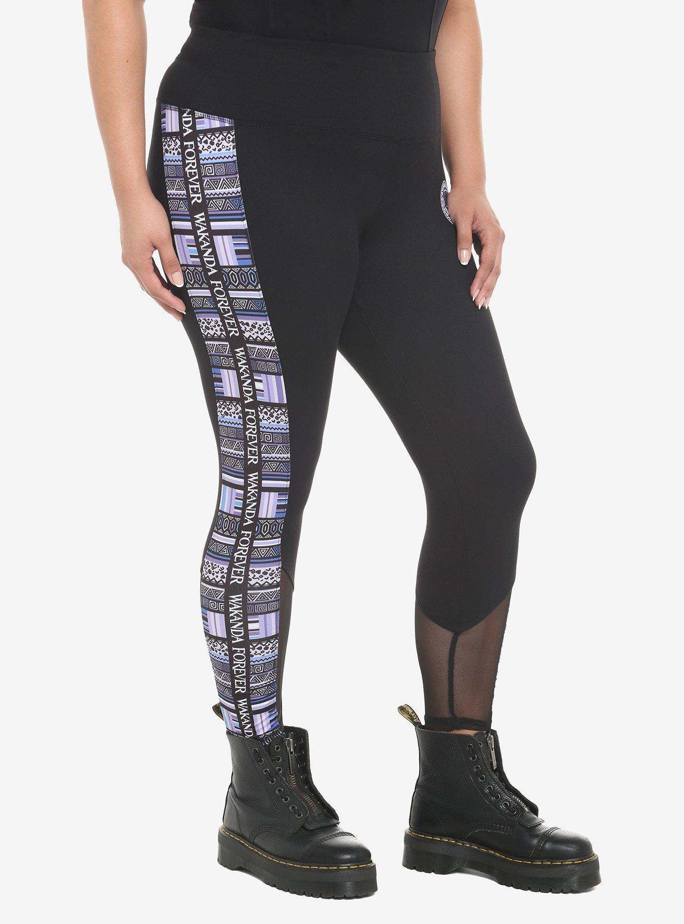 Her Universe Marvel Black Panther: Wakanda Forever Geometric Stripe Leggings Plus Size, BLACK  PURPLE, alternate