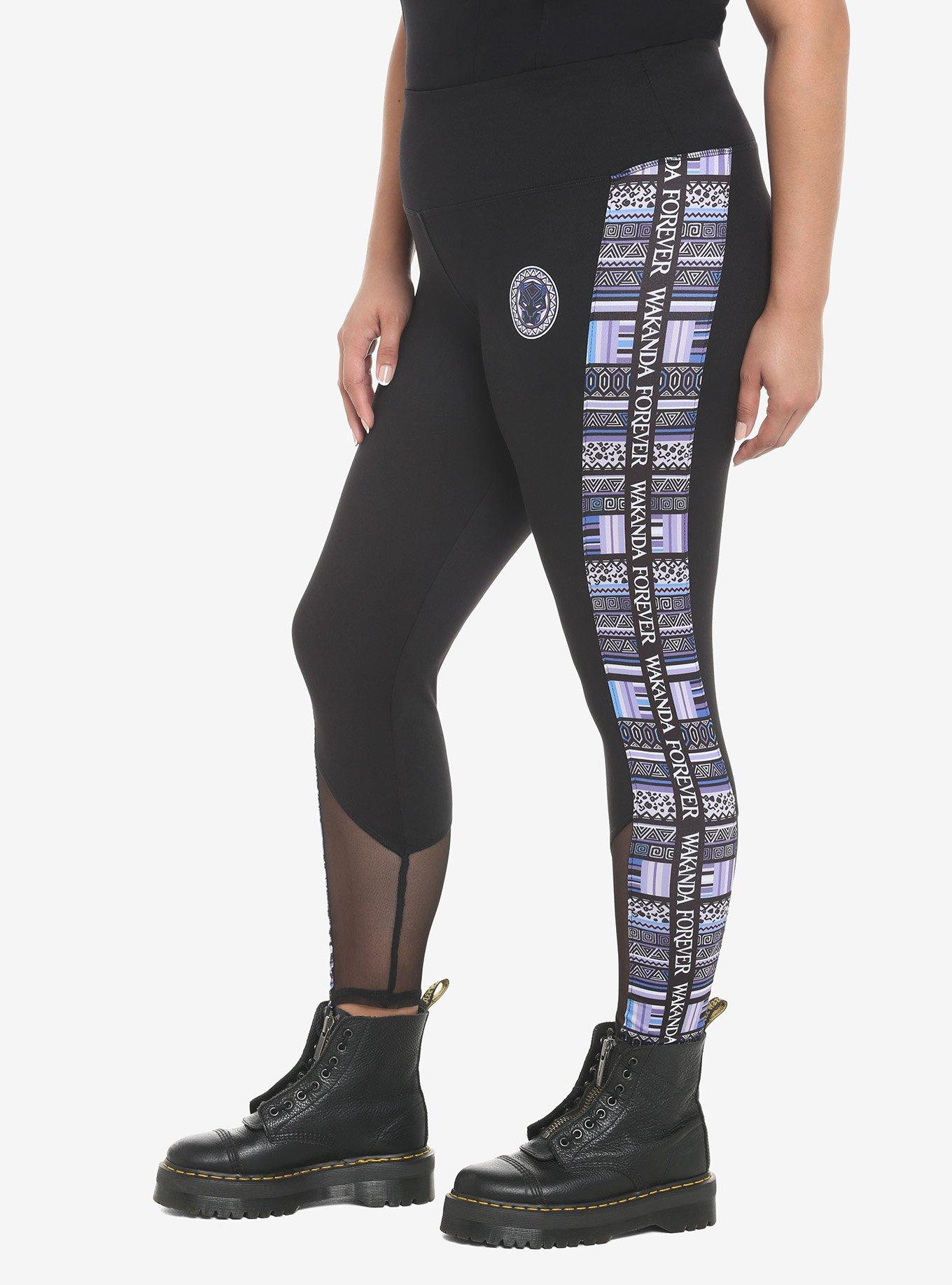 Her Universe Marvel Black Panther: Wakanda Forever Geometric Stripe Leggings Plus Size, BLACK  PURPLE, alternate