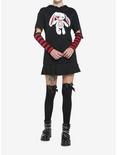 Black & Red Bunny Girls Detachable Sleeve Hoodie, BLACK, alternate