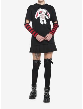 Black & Red Bunny Girls Detachable Sleeve Hoodie, , hi-res