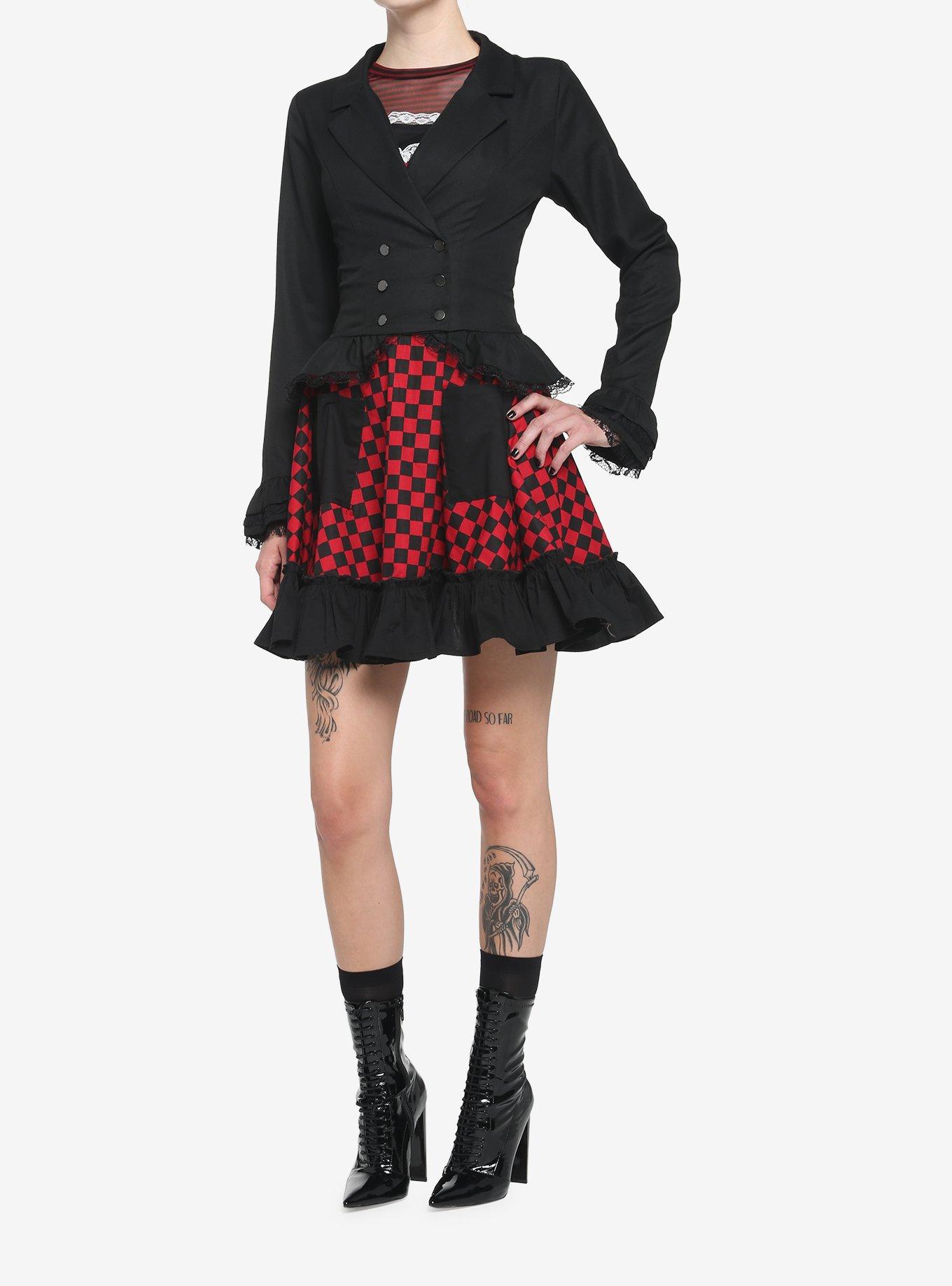 Black Ruffle Peplum Girls Jacket, BLACK, alternate