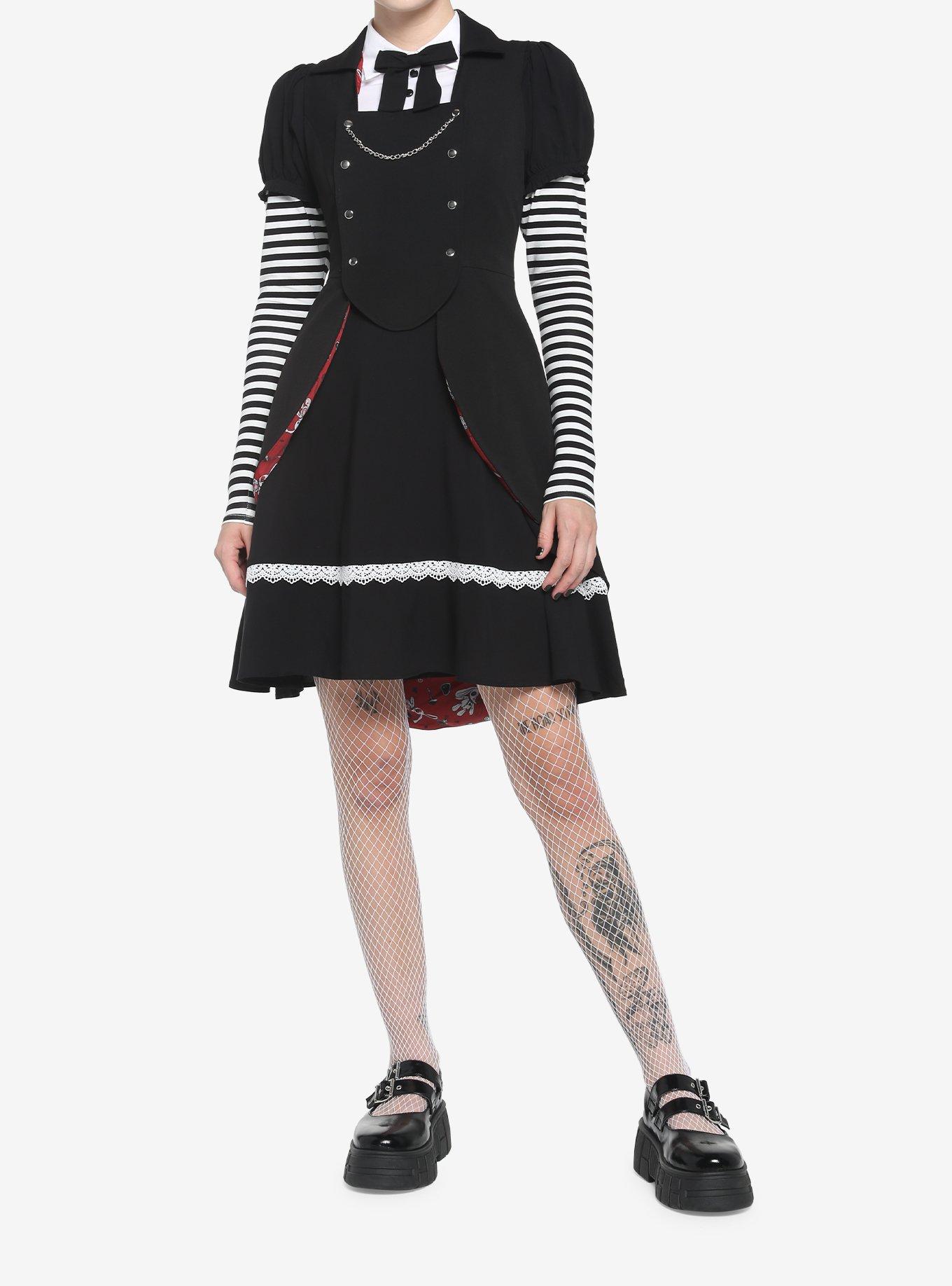 Black Rabbit Bustle Double-Breasted Girls Vest, BLACK, alternate