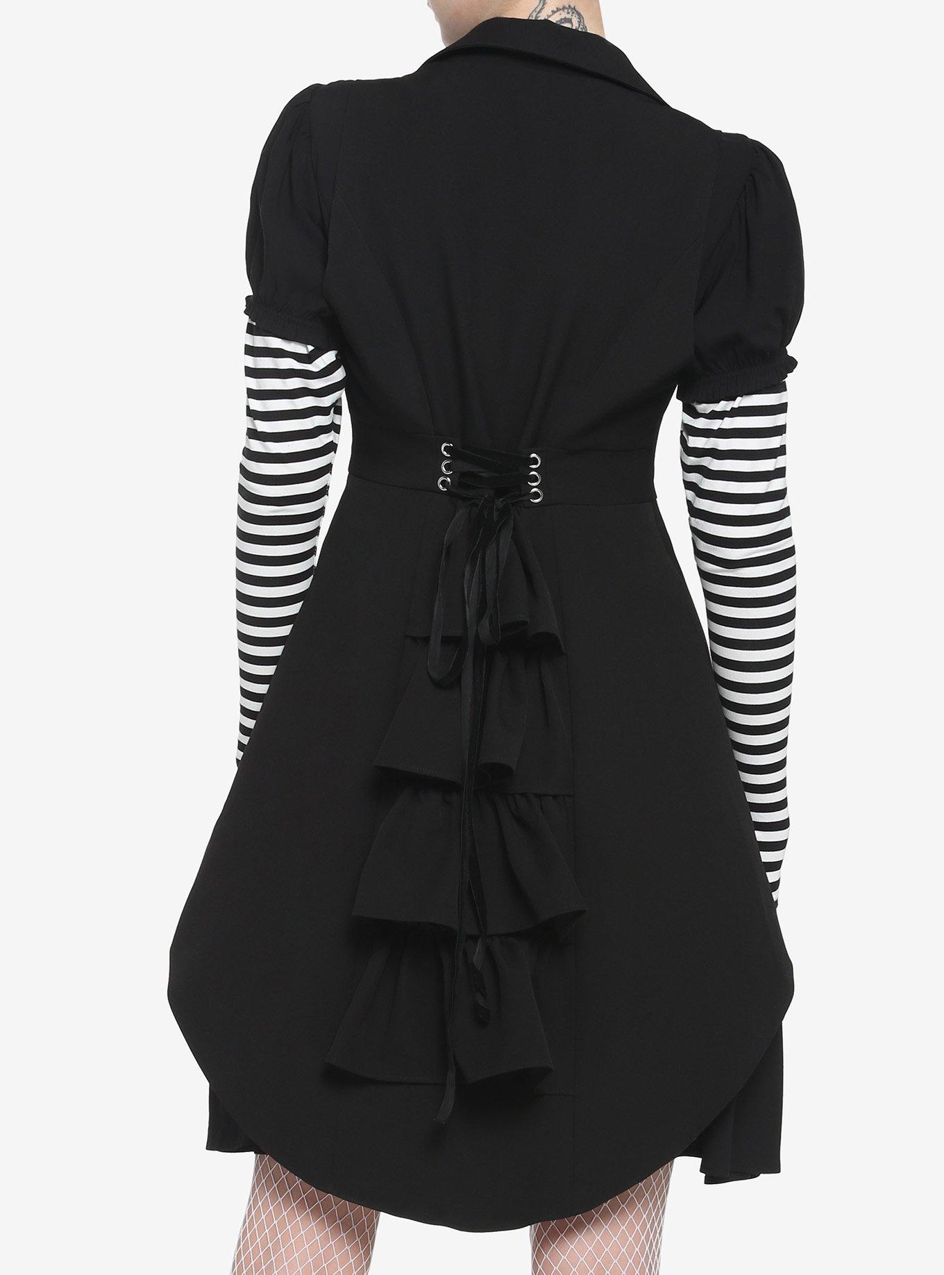 Black Rabbit Bustle Double-Breasted Girls Vest, BLACK, alternate